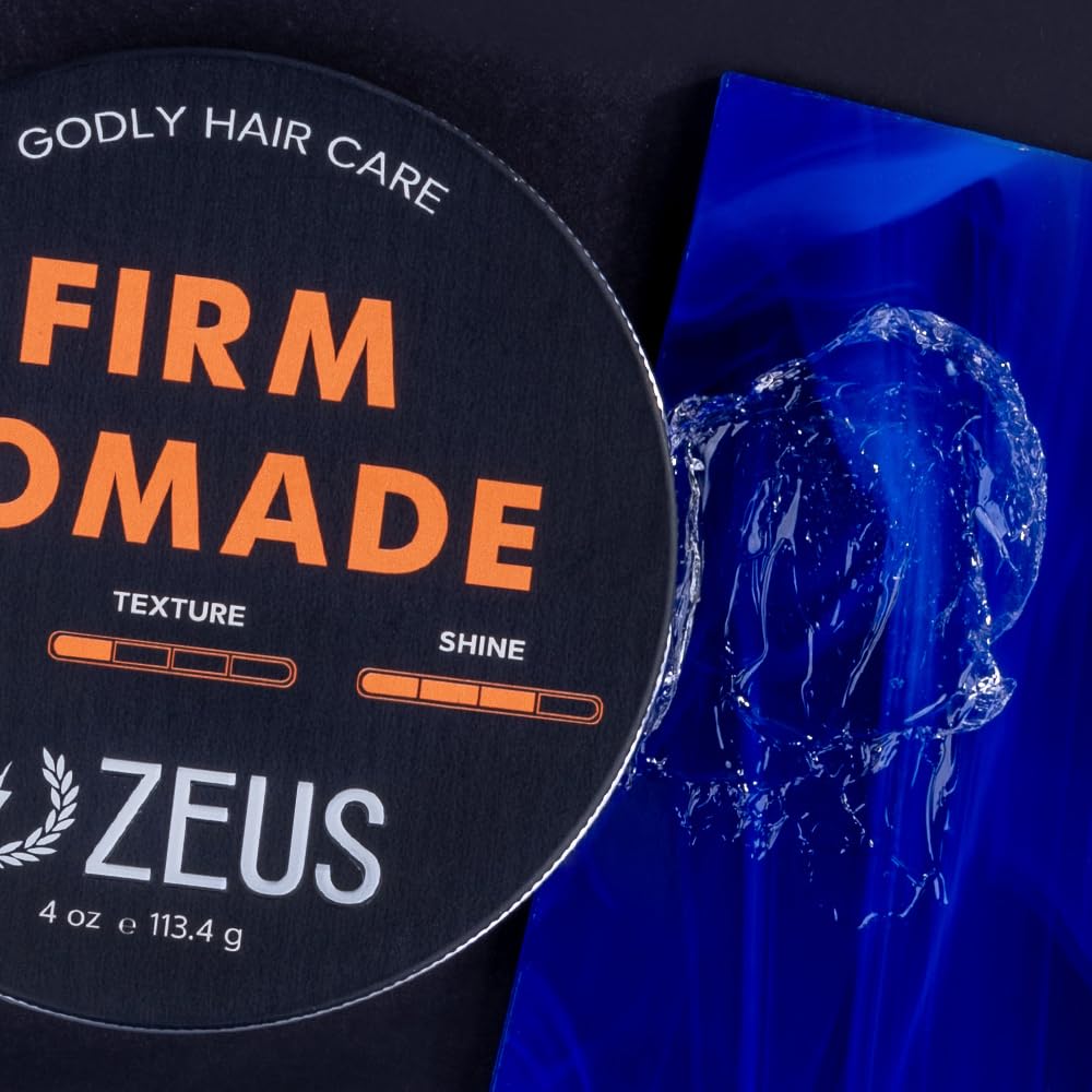 ZEUS Water-Based Pomade, Natural Shine All Day Hold - MADE IN USA (4 oz.)