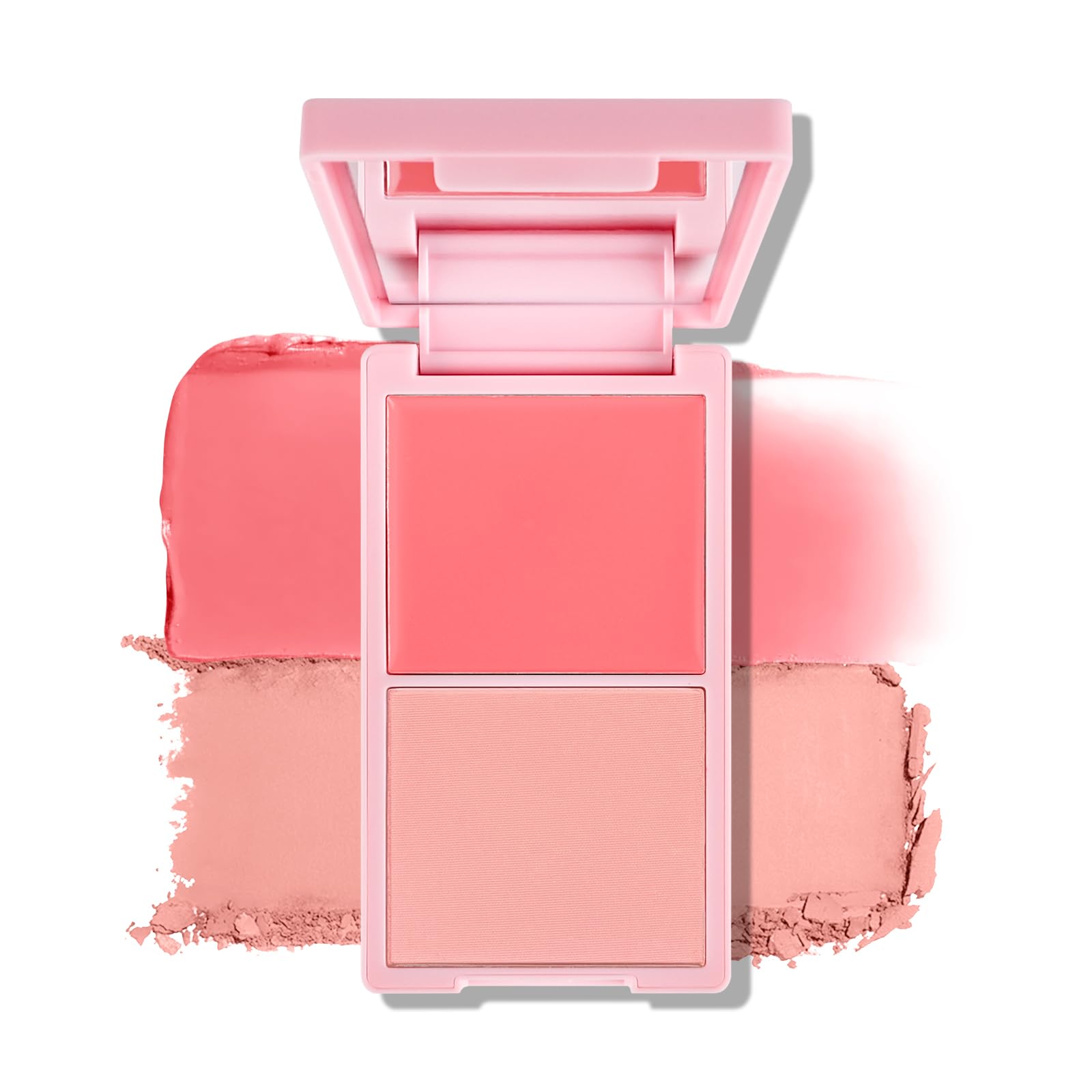 KYDA 2 Colors Cream and Powder Blush Palette, 2In1 Matte Contour Blush Makeup for Cheeks, High Pigmented Waterproof Face Cheek