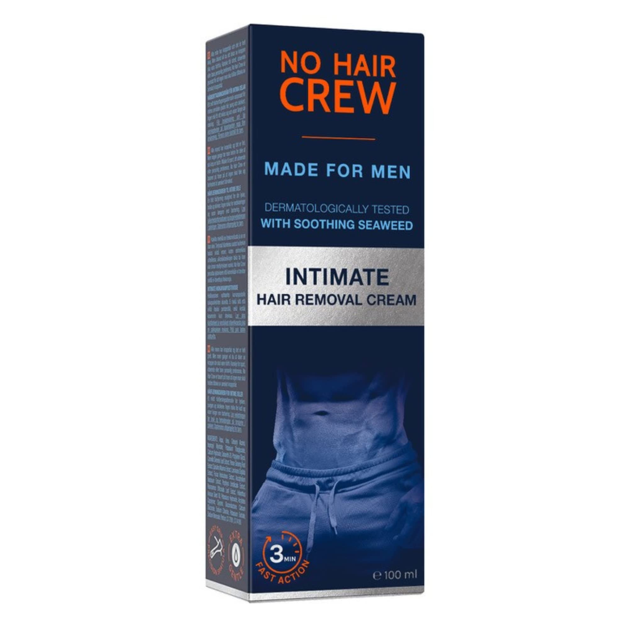 No Hair Crew Intimate/Private At Home Hair Removal Cream for Men - Painless, Flawless, Soothing Depilatory for Unwanted Coarse M