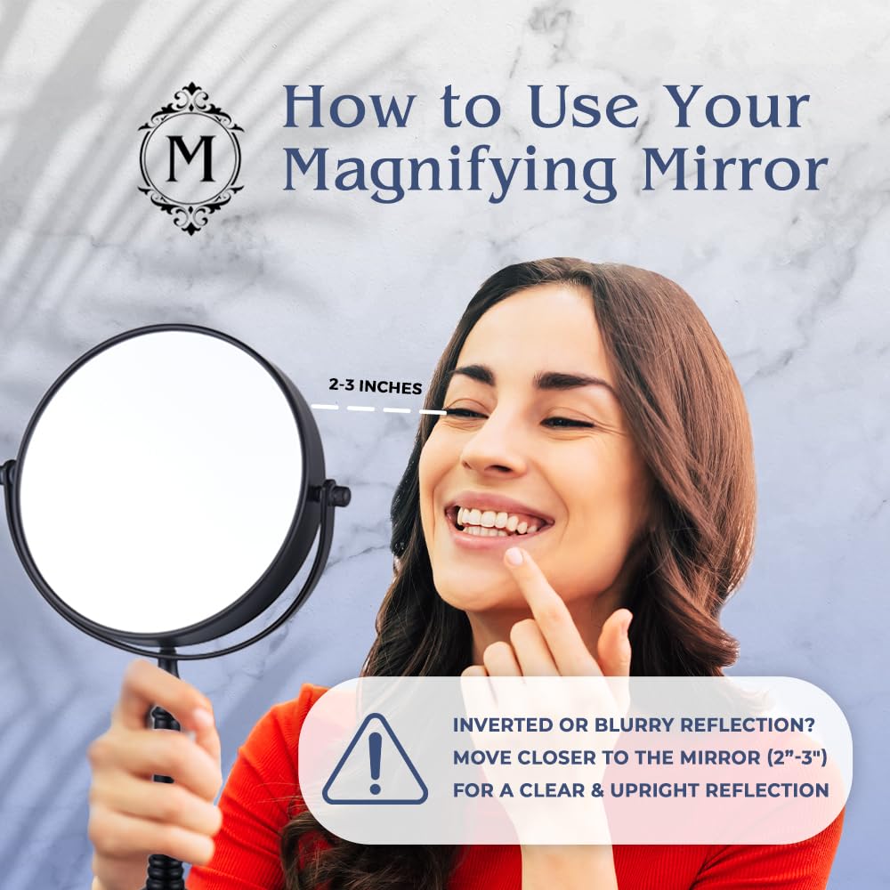 Mirrorvana 20X Magnified Makeup Mirror With Stand - Double Sided 20X And 1X Cosmetic Mirror For Make Up Desk, Dressing Table, Ba