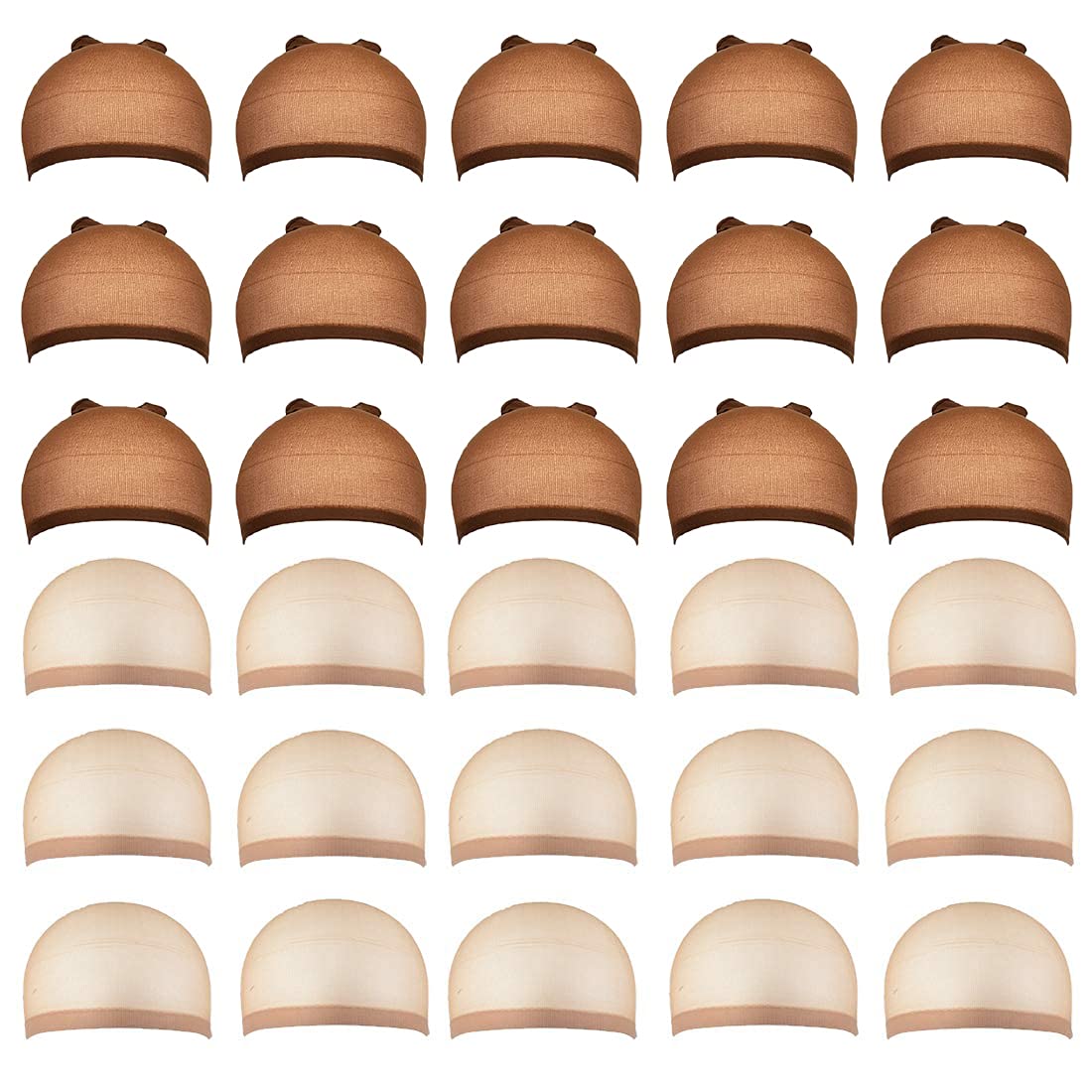 Smilco 30 Pieces Wig Caps, Wig Caps for Women Lace Front Wig Stocking Caps for Wigs(2 colors-30pcs)