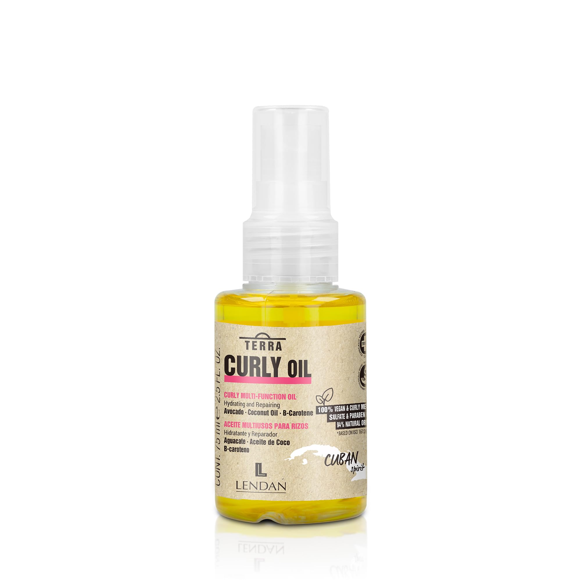 LENDAN - Hair Oil for Curly Hair - Terra Curly Oil - 75 ml - Hair Serum - With Avocado and Coconut Oil - Shine and Softness - He
