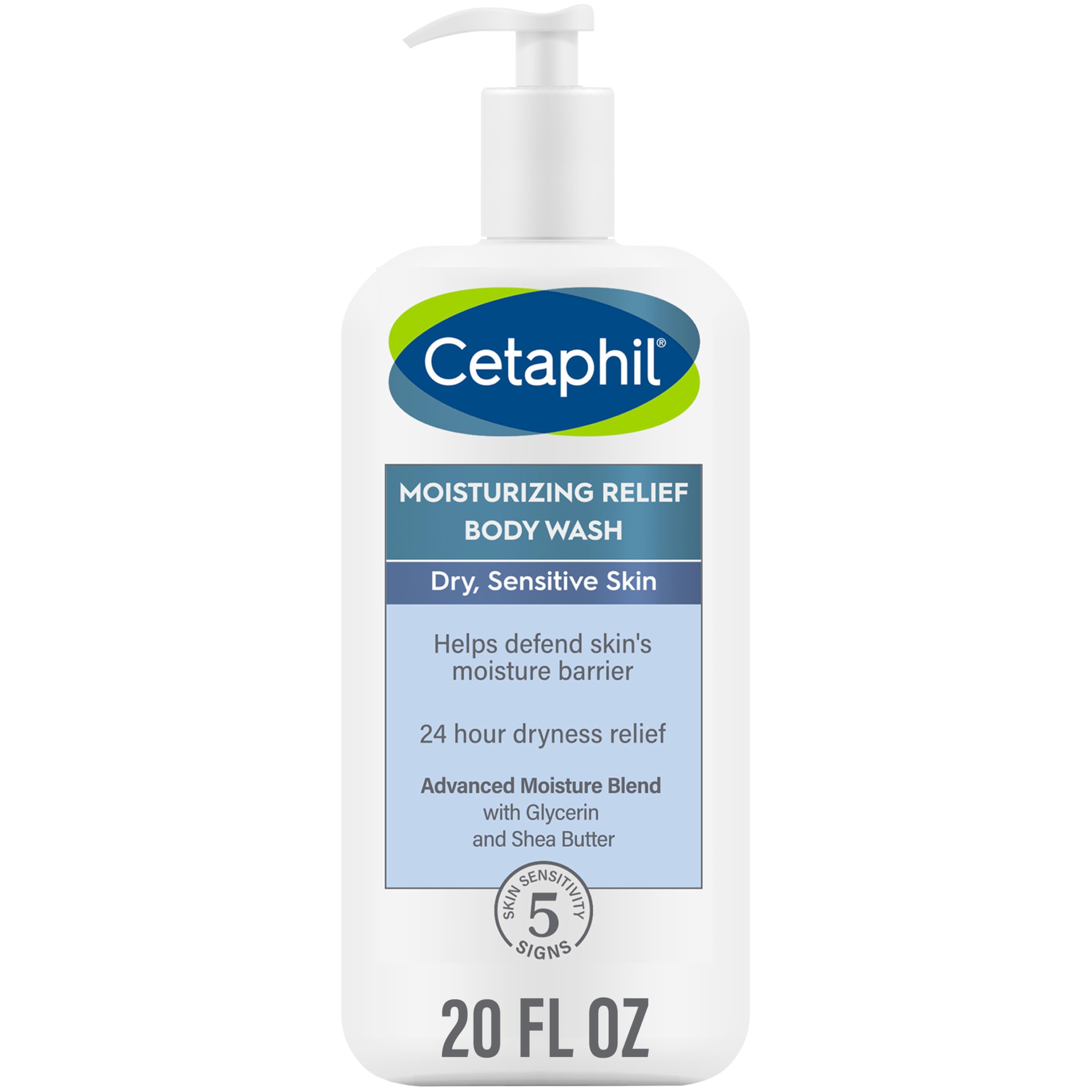Cetaphil Body Wash, New Moisturizing Relief Body Wash For Sensitive Skin, Creamy Rich Formula Gently Cleanses And Gives 24 Hr Re