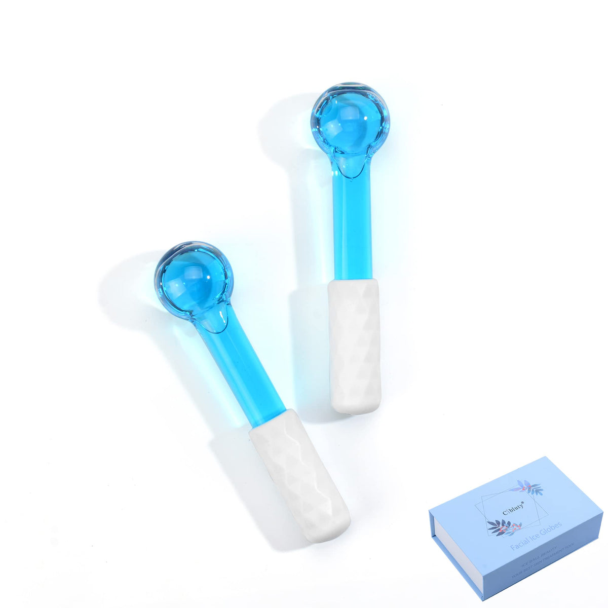 Cibluty Ice Globes Small Balls For Eyes, 2 Pcs Blue Facial Globes For Massage Tool, Facial Roller Cold Skin Massagers, Tighten S