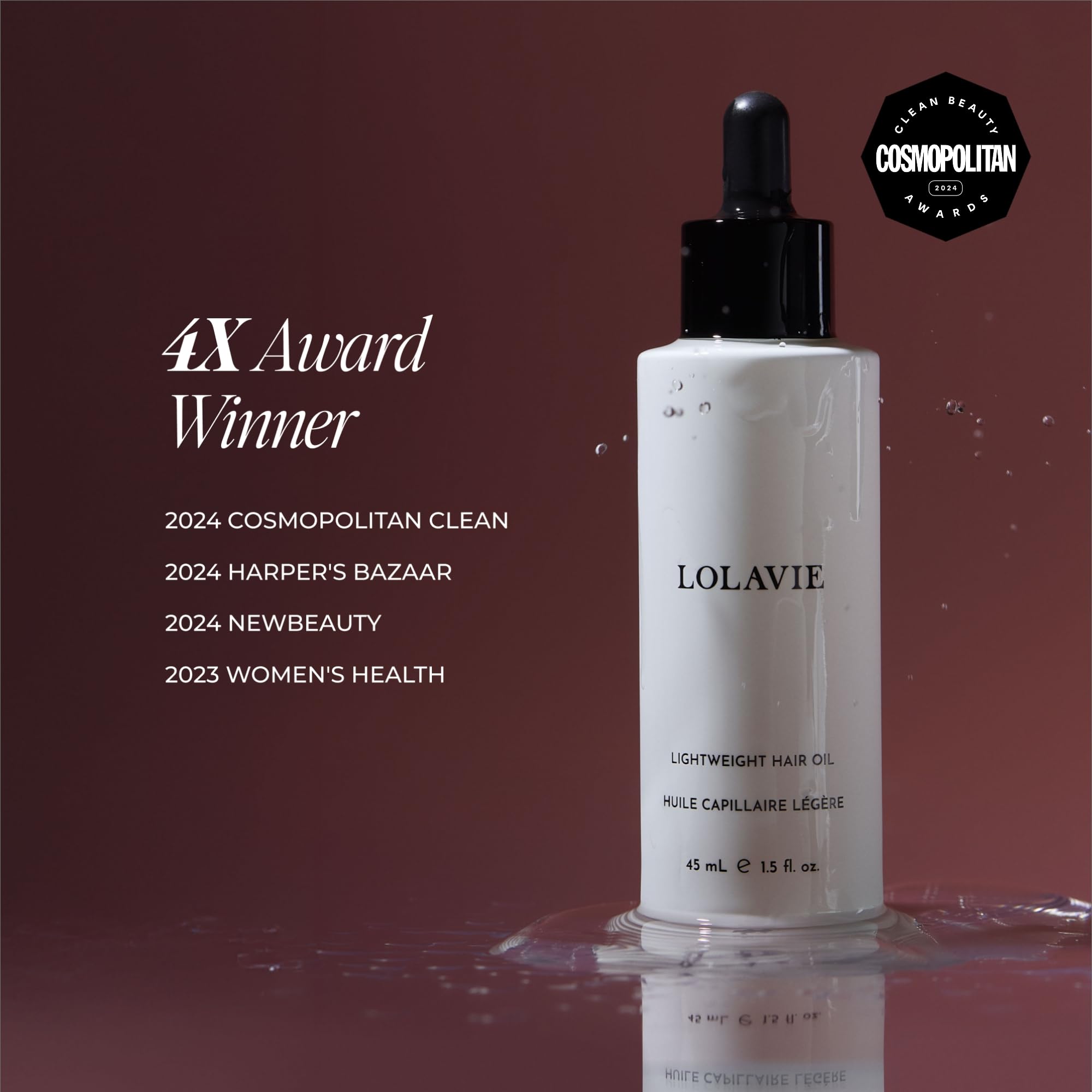 LolaVie Lightweight Hair Oil - 1.5 oz - Delivers Weightless Shine, Reduces Frizz & Smooths Split Ends - Color Safe - All Hair Ty