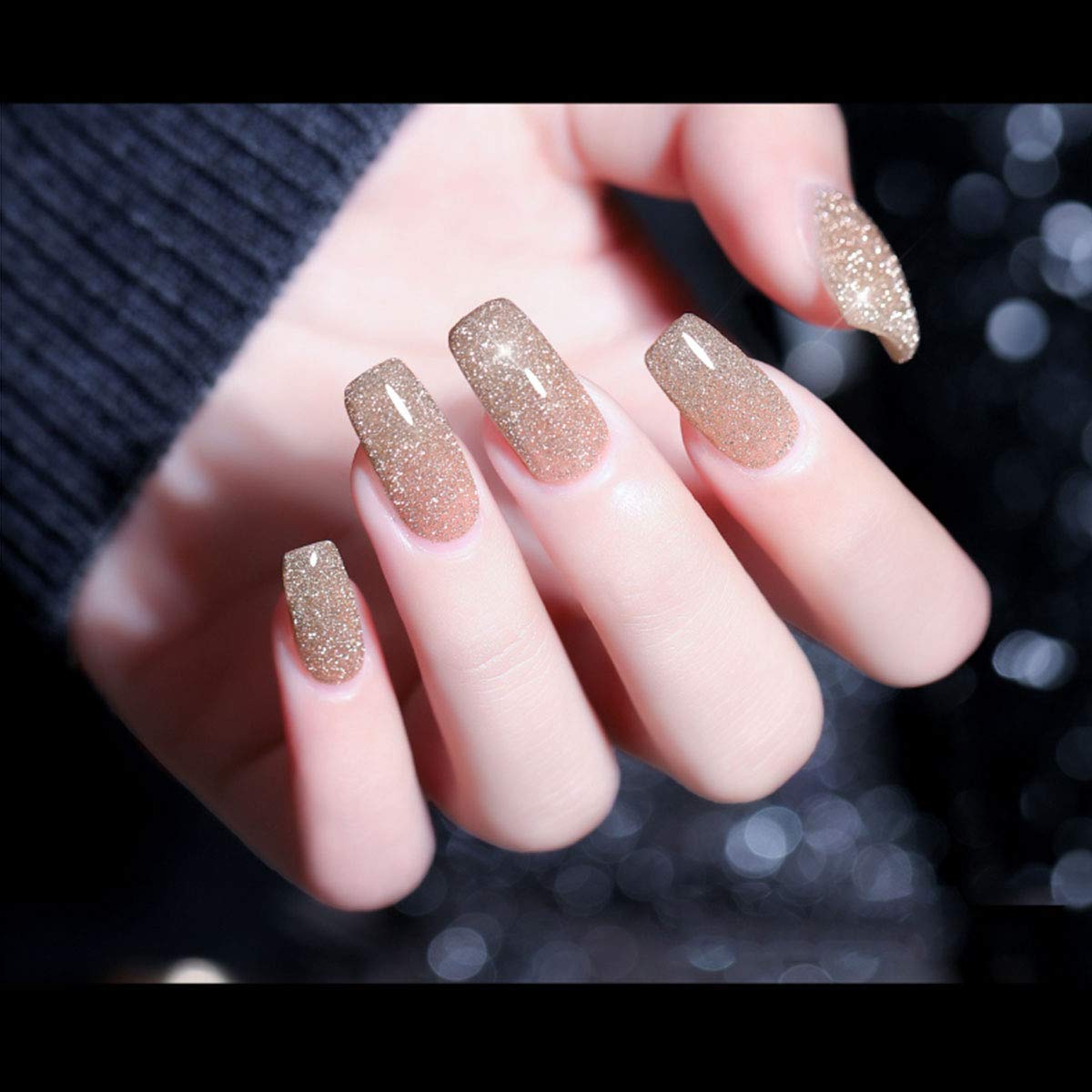 MIZHSE Reflective Glitter Gel Polish Set, Sparkly Shiny Gel Nail Art Varnish Manicure Kit, Christmas Soak Off LED Lamp, for Begi