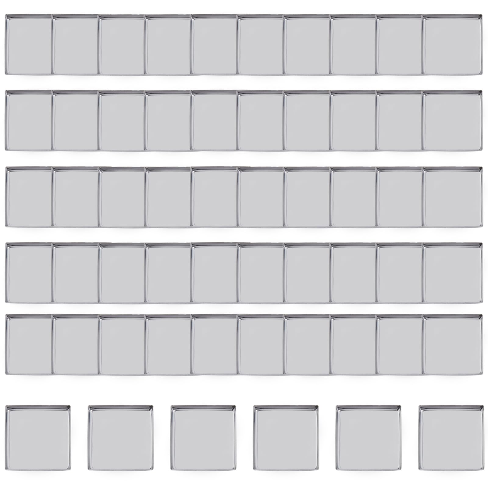 NICENEEDED 56 PCS Aluminum Empty Eyeshadow Pan, Rectangle Palette Metal Pans Cosmetic Blush Lipstick Organizer, Square Refillabl