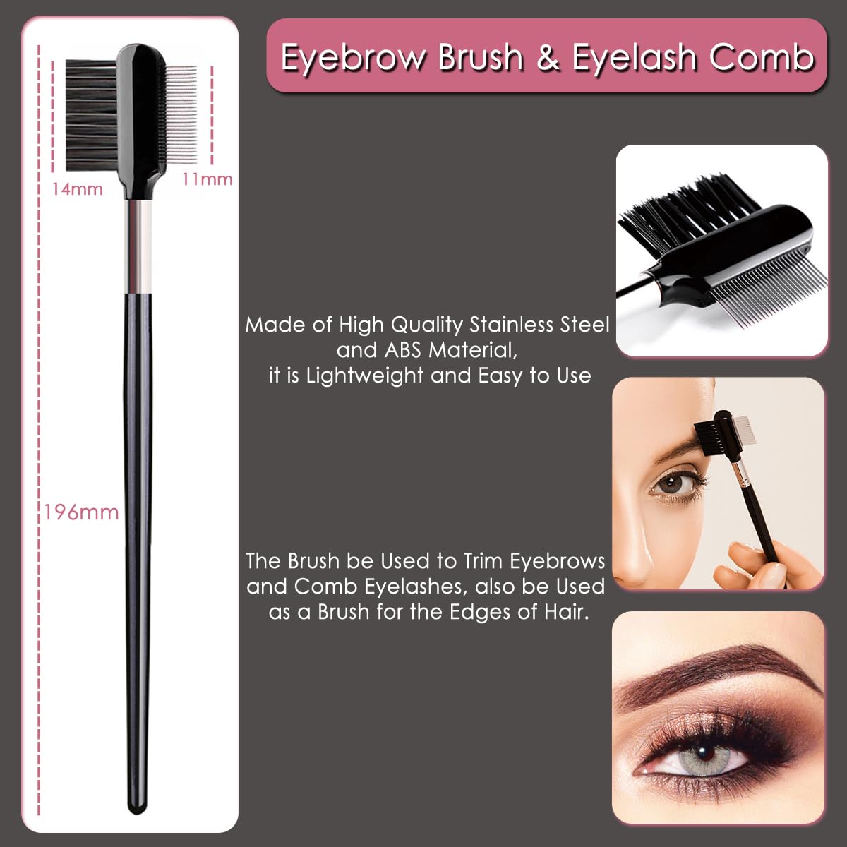 KINGMAS 5pcs Eye Makeup Tools Set - Eyebrow Brush, Eyeliner Brush, Lash Separator, Comb, Spoolie - Plastic, A Variant, Model E-JM7719