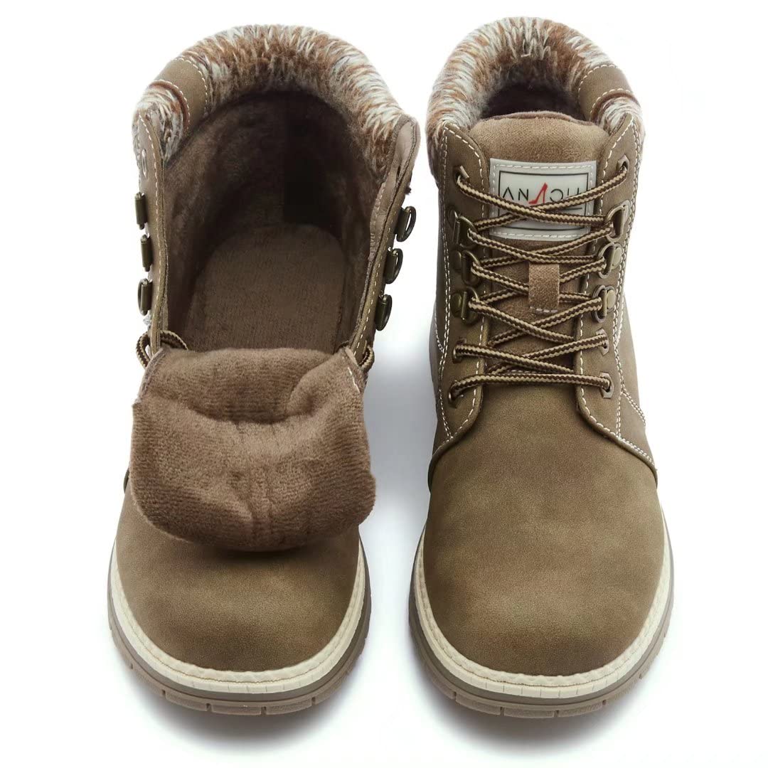 Anjoufemme Winter Snow Hiking Boots For Women - Womens Casual Work Boots Waterproof Lightweight Hiking Shoes For Trekking Campin
