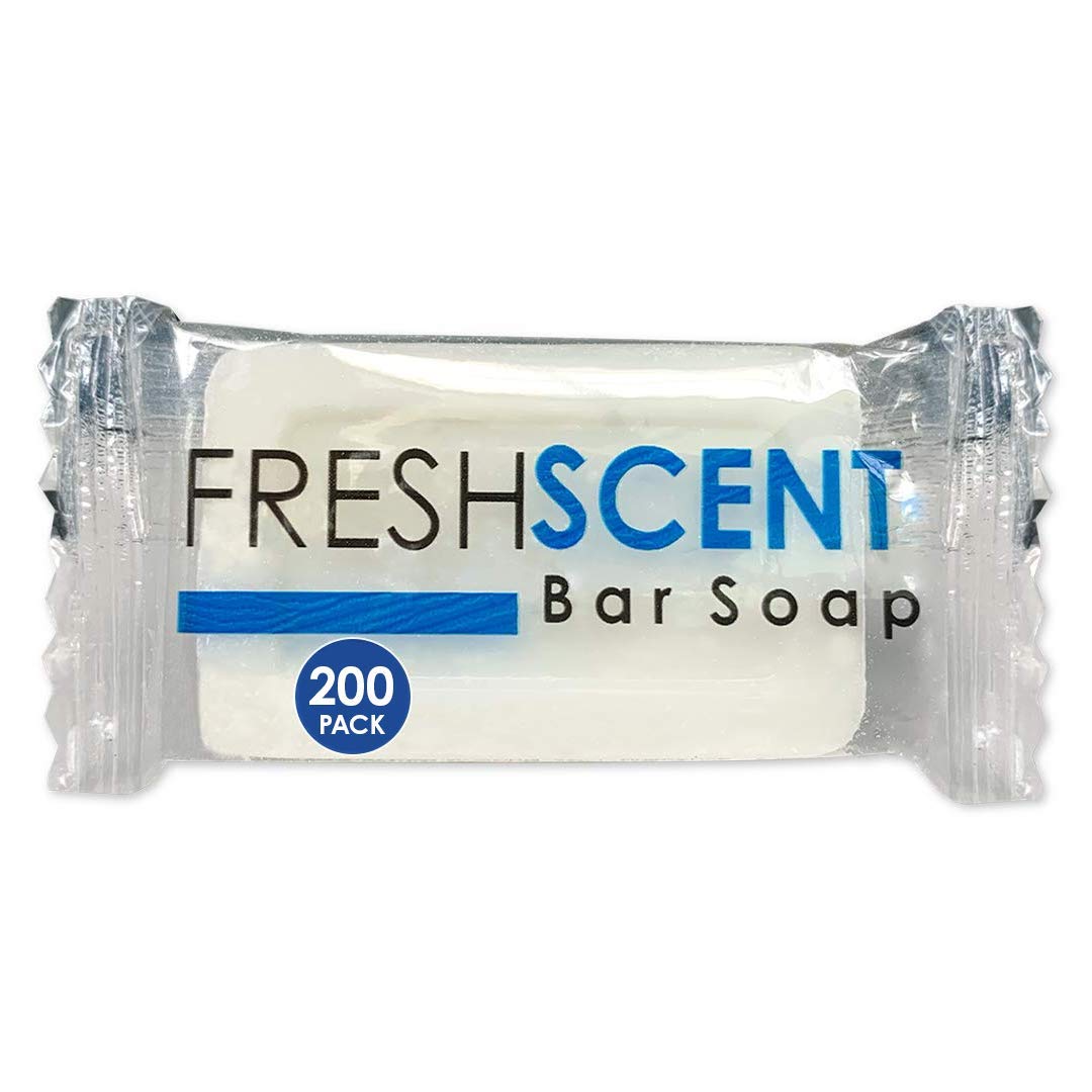 Freshscent 1.0 Oz Bar Soap (200 Pack) Hotel Travel Size, Individually Wrapped, Vegetable Based, Bulk Amenities And Toiletries Fo