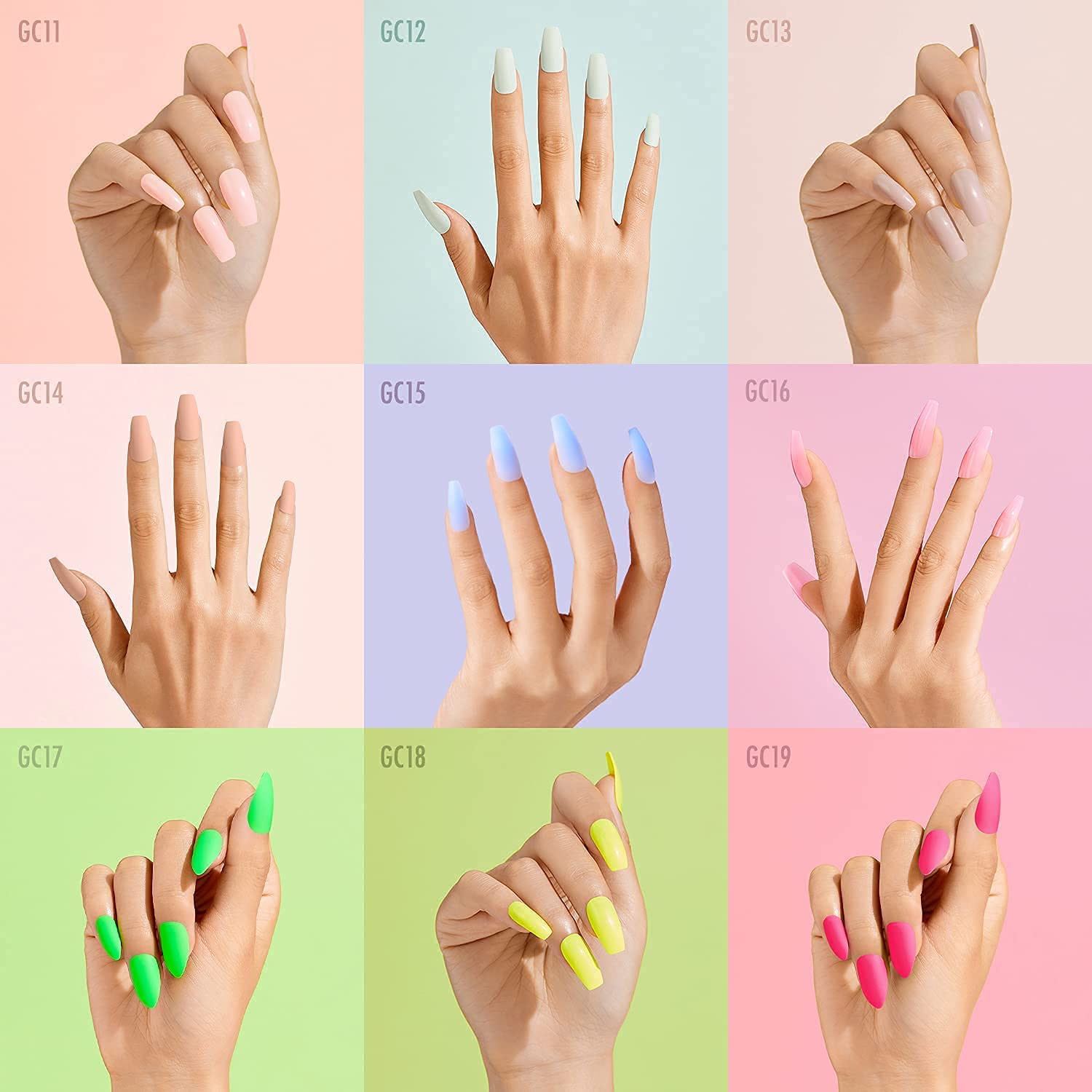 Gold Finger Full Cover Nails Press On 24 Nails Long Length Glue On False Nails