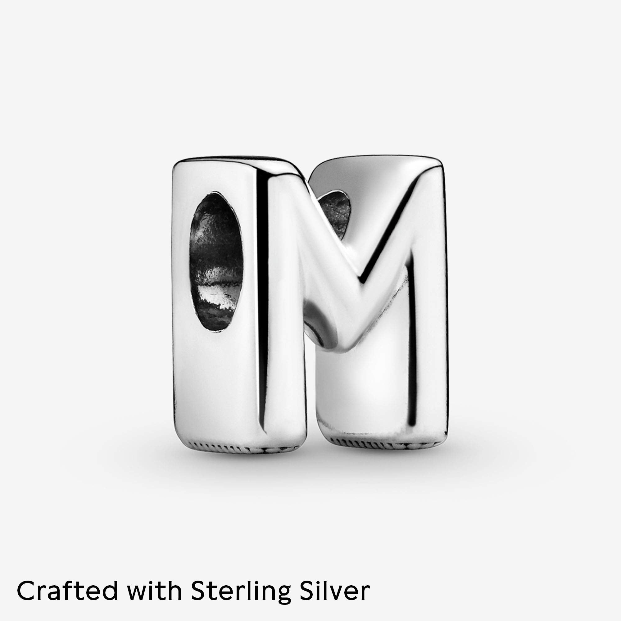 Pandora Jewelry Letter M Alphabet Charm - Beautiful Charm Letter for Pandora Charm Bracelets - Silver, No Box