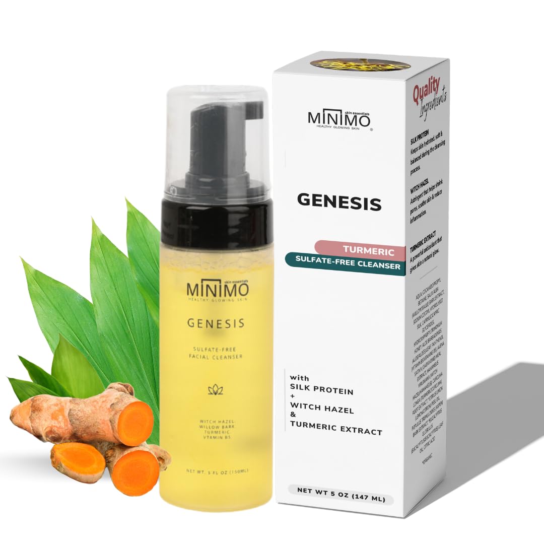 Minimo Bath & Body Genesis Sulfate-Free Turmeric Facial Cleanser | Turmeric Foaming Cleanser For Sensitive Skin | Facial Wash Fo