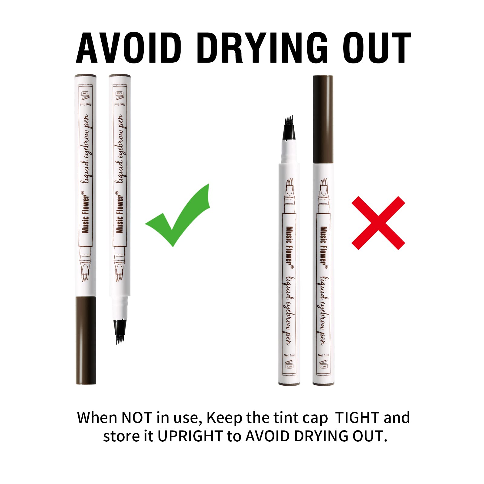 Music Flower Eyebrow Pencil, Liquid Eyebrow Pen, Waterproof Brow Pen With Micro-Fork Tip, Smudgeproof Long Lasting Fine Sketch M