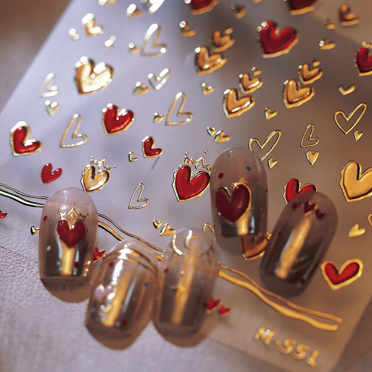 Valentine'S Day 5D Embossed Nail Art Stickers Gold Heart Nail Decals Self Adhesive Bronzing Star Moon Nail Stickers Valentines P