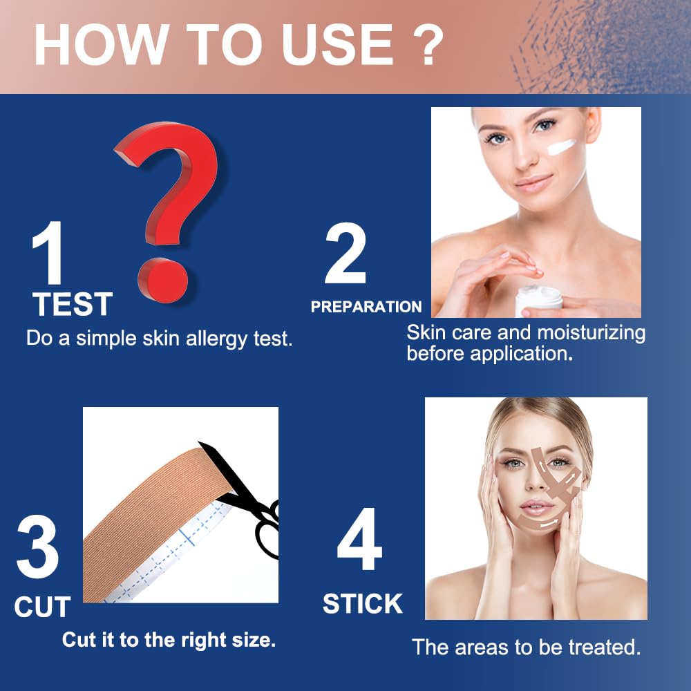 Akissos Facial Myofascial Lift Tape Face Lift Tape Face Toning Belts Anti Wrinkle Patches Anti Freeze Stickers Neck Lift Tape Un