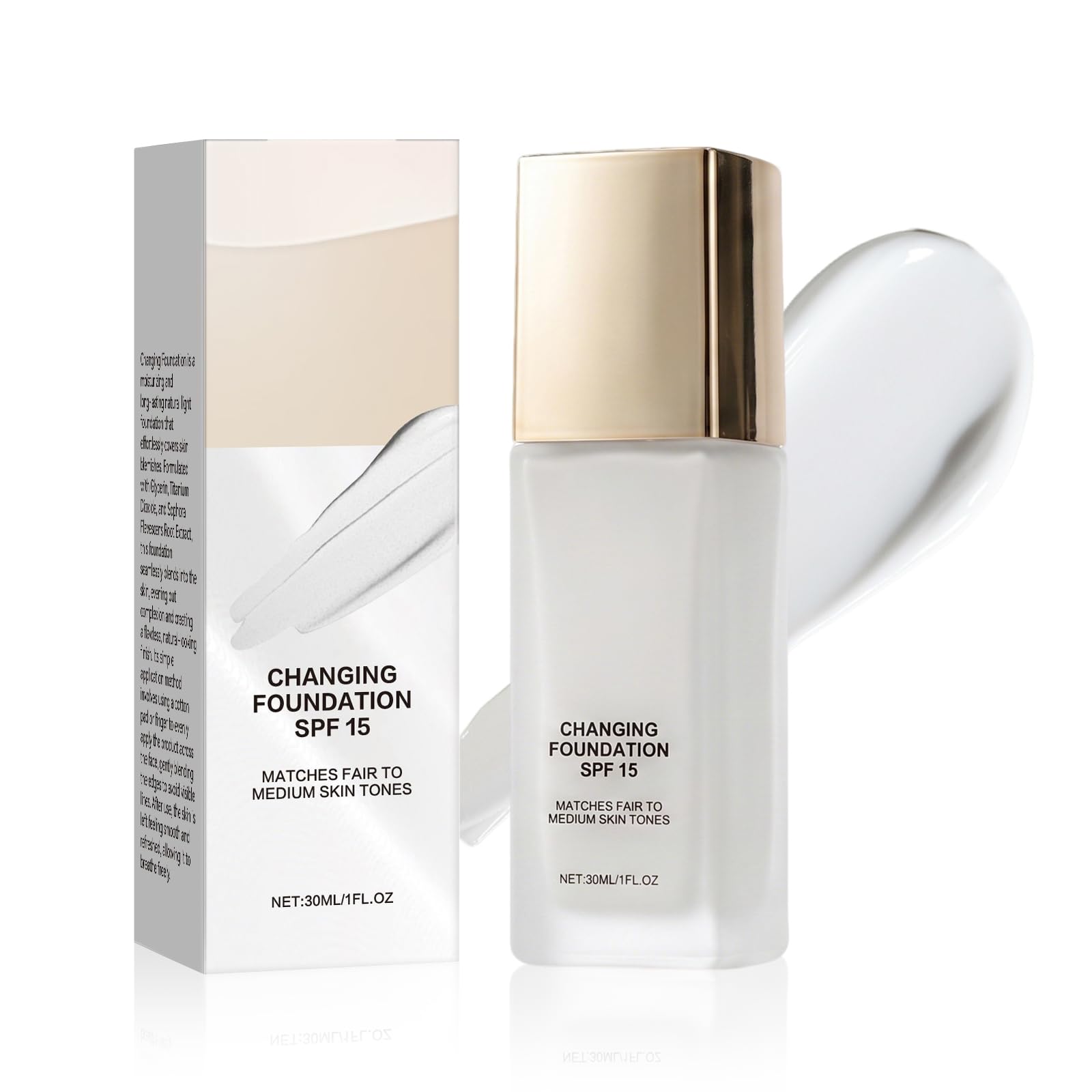 KUIRUNRX Color Changing Foundation, 2In1 Hydrating Lightweight Liquid Foundation, Helps Reduce the Appearance of Skin Imperfec