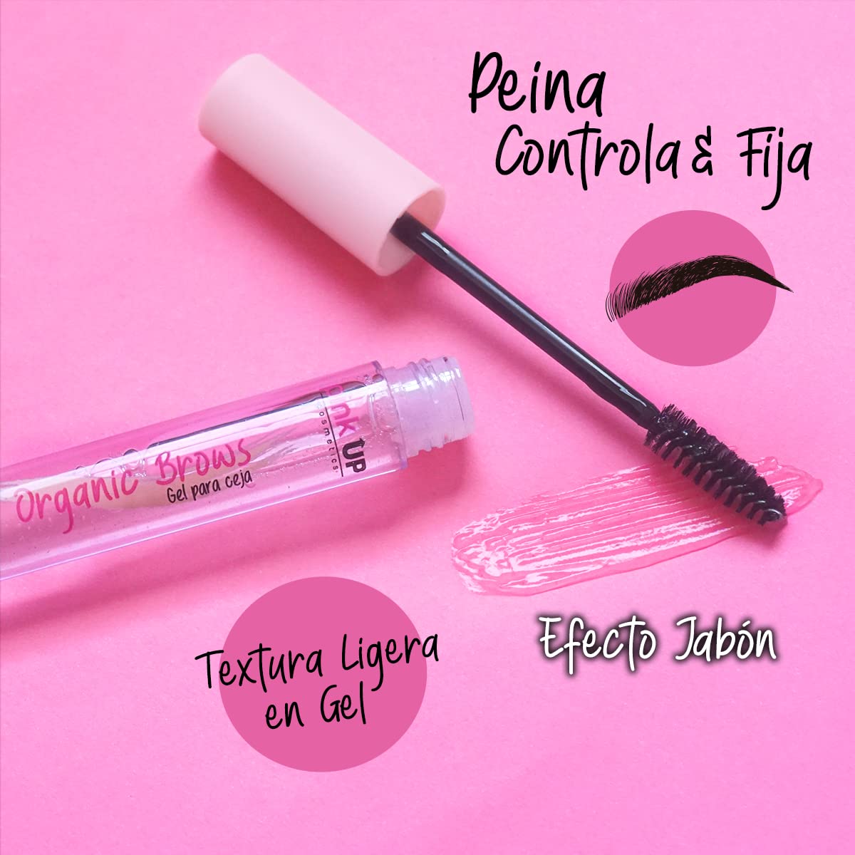 PINK UP Organic Brows| Eyebrow Gel | Brow Gel| Clear Mascara | Transparent gel to comb the eyebrows| Provides definition and vol