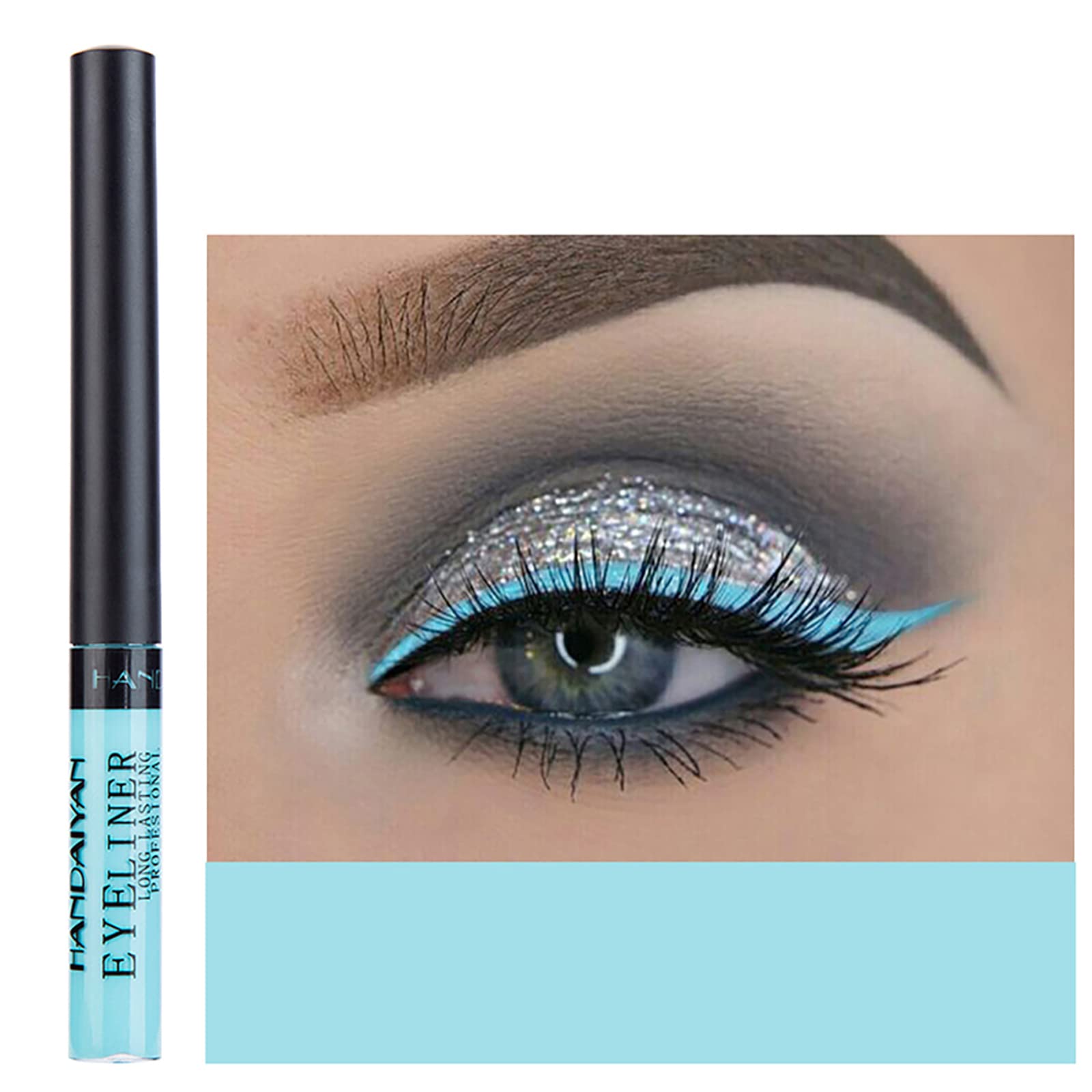 Dekrion Liquid Eyeliner, Matte Colored Eyeliners, Sky-Blue Eyeliner, White Black Red Brown Green Purple Waterproof High-Pigmente