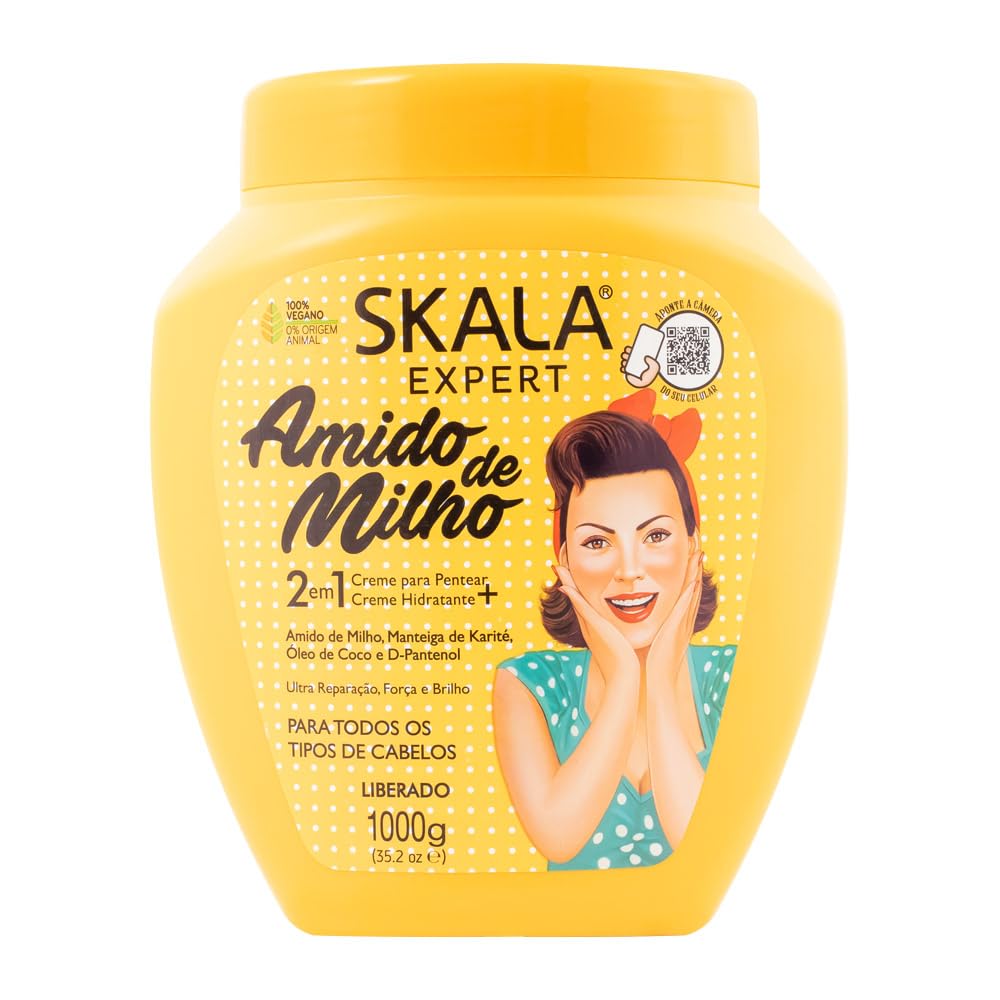 Skala - Linha Expert - Creme de Tratamento 2 em 1 Amido de Milho 1 Kg - (Expert Collection - Corn Starch 2 in 1 Treatment Cream