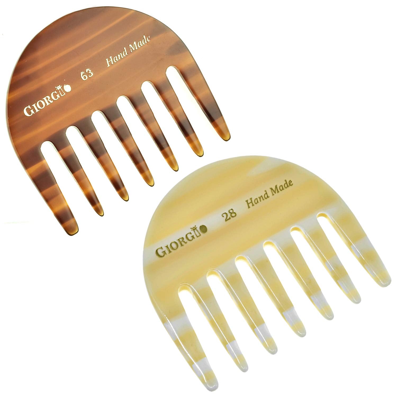 Giorgio G28 & G63 Small Travel/Purse Hair Detangling Comb, Wide Teeth Pocket Comb for Thick Curly Wavy Hair. Hair Detangler Comb