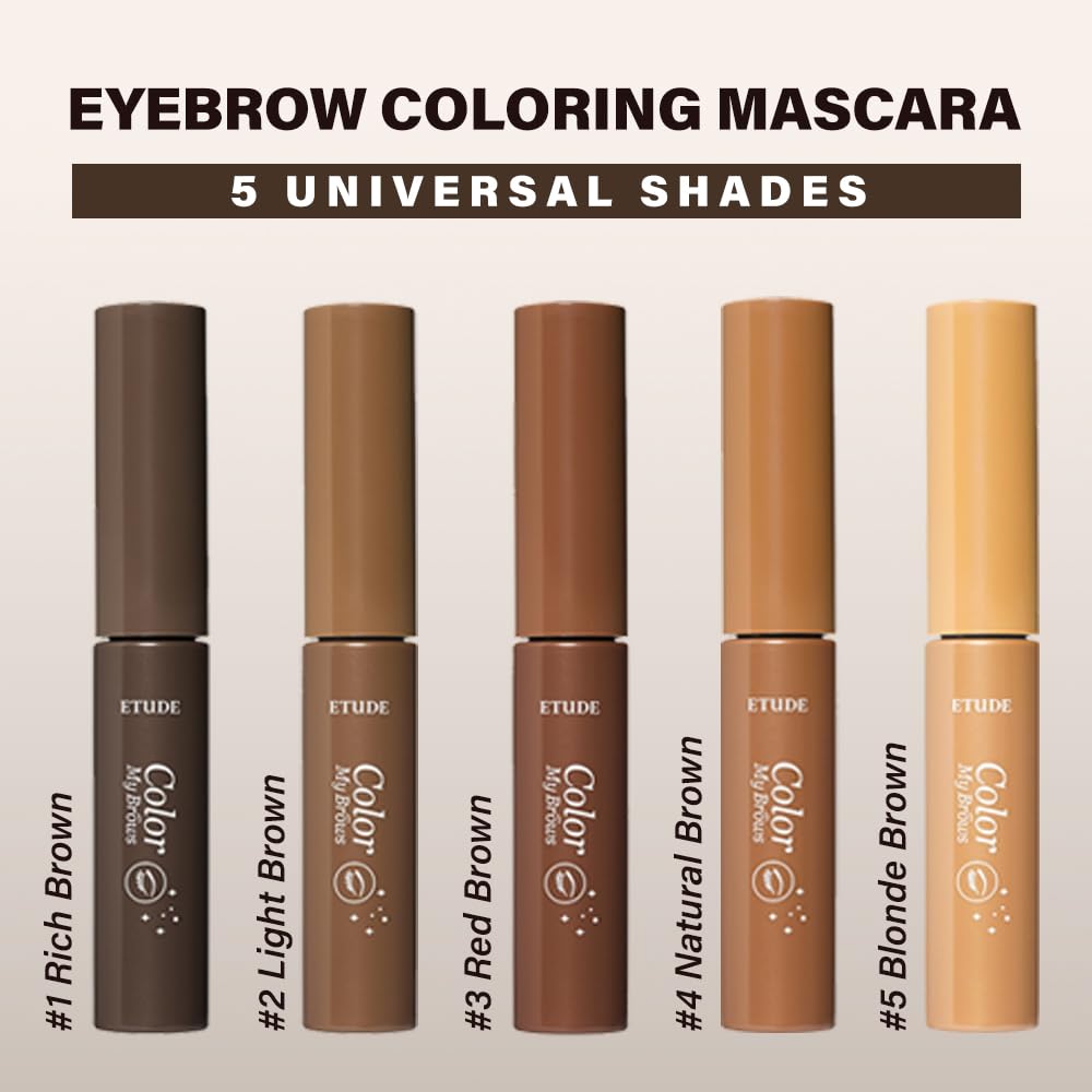 Etude House Color My Brows Max 9G #4 Natural Brown | Brow Mascara With Coloring, Nutrition And Moisturizing Effect To Create A N