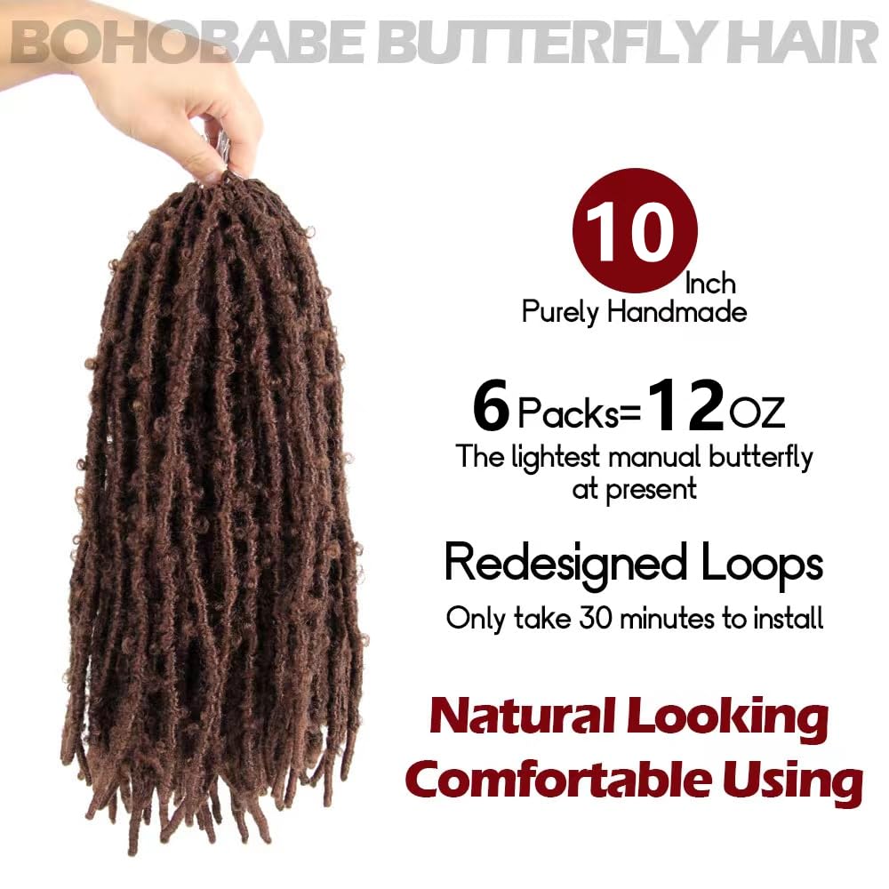 Butterfly Crochet Locs 10 Inch 6 Packs Pre Looped Crochet Butterfly Locs 10 In Short Distressed Butterfly Locs Crochet Hair (10