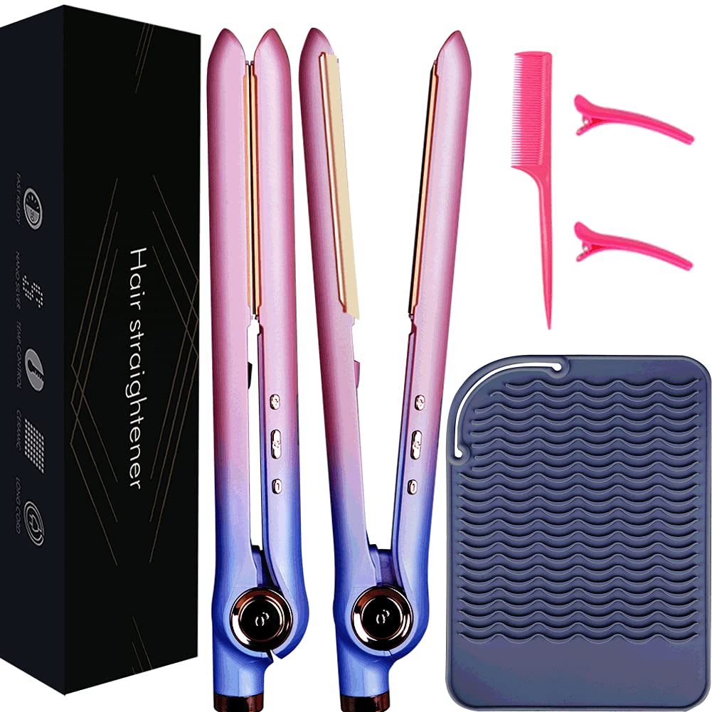Hair Straightener and Curler 2 in 1, Nano Titanium Ceramic Flat Iron with Argan Oil, Ionic Protect Hair,Curling Iron 1 inch, 25 
