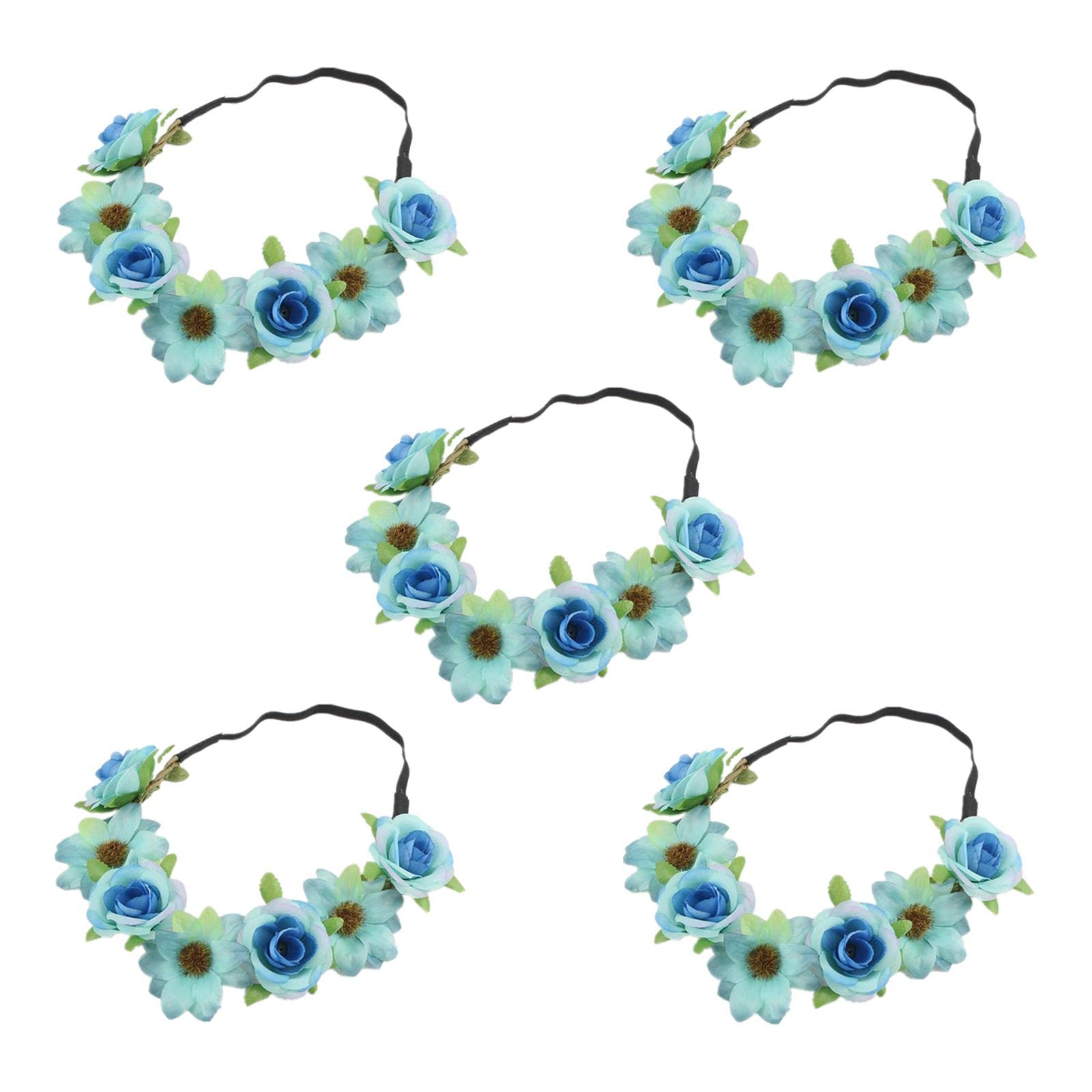 CALANDIS 5Pcs Headdress Flower Crown Bride Headband Wreath for Wedding Blue | Hats & Headwear | Clothing, Shoes & Accessories