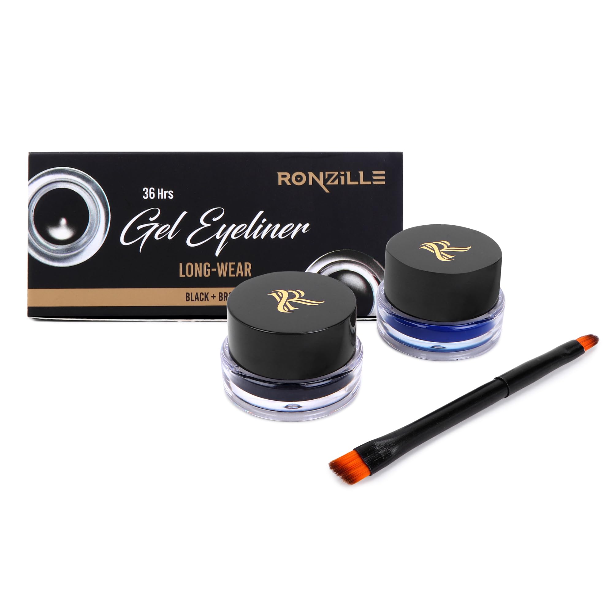 Ronzille 2 In 1 Gel Eyeliner Long-Wear Ii Waterproof & Smudge Proof 36Hrs Long Lasting Ii Ii Gel Kajal 6-Gm (Black,Blue)