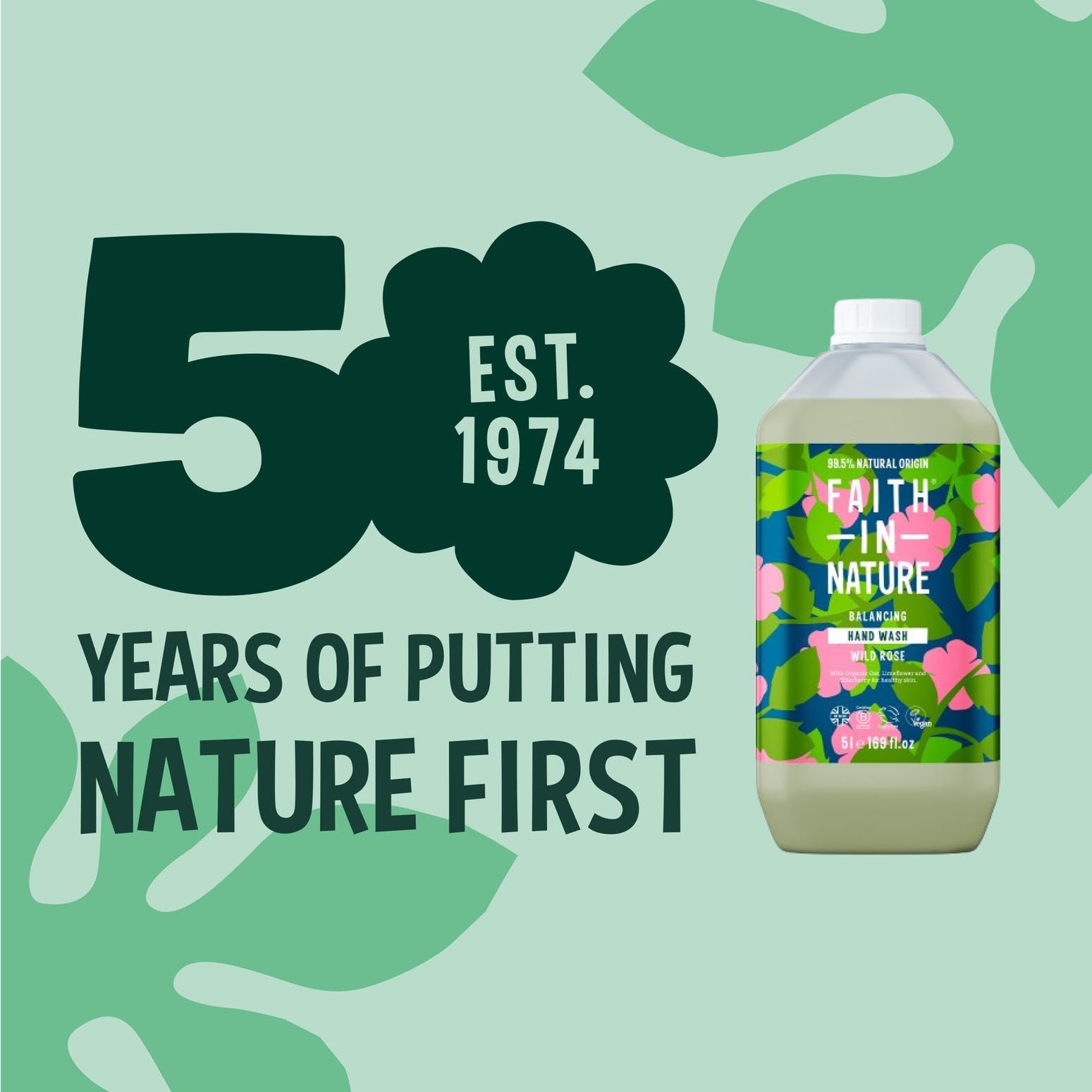 FAITH IN NATURE Natural Liquid Hand Wash - Vegan & Cruelty Free, No SLS or Parabens - 169 fl oz Refill Pack, Wild Rose