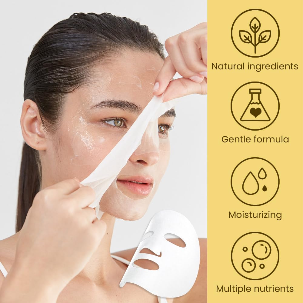 Amy'S Diary 6 Pcs Real Hydrating Nature Face Masks Skincare, Hyaluronic Acid, Vitamin C And E, Chamomile, Korean Beauty Essence
