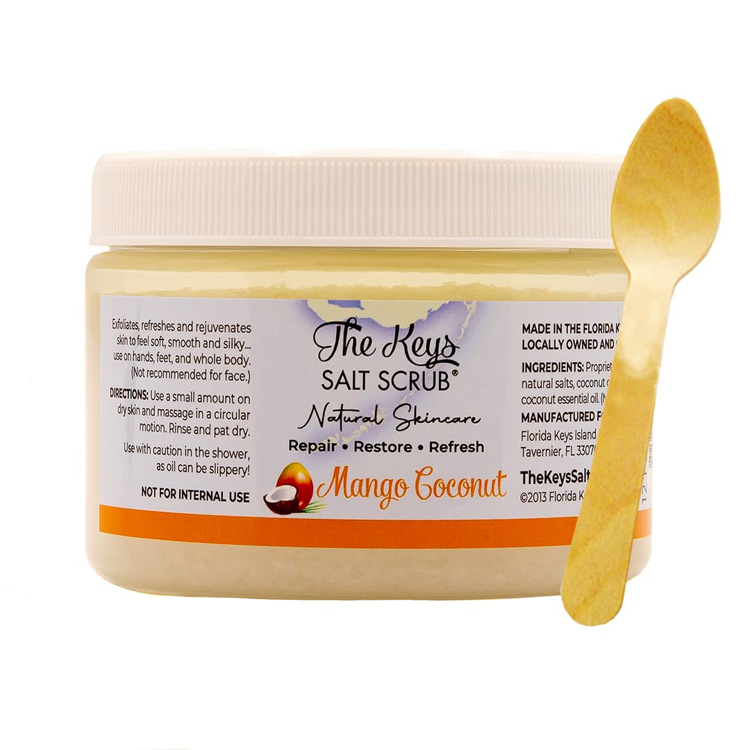 The Keys Salt Scrub Premium Exfoliating Sea Salt Body Skin Scrubs - Made With Pure Florida Sea Salt And Organic Coconut Oil + Wo