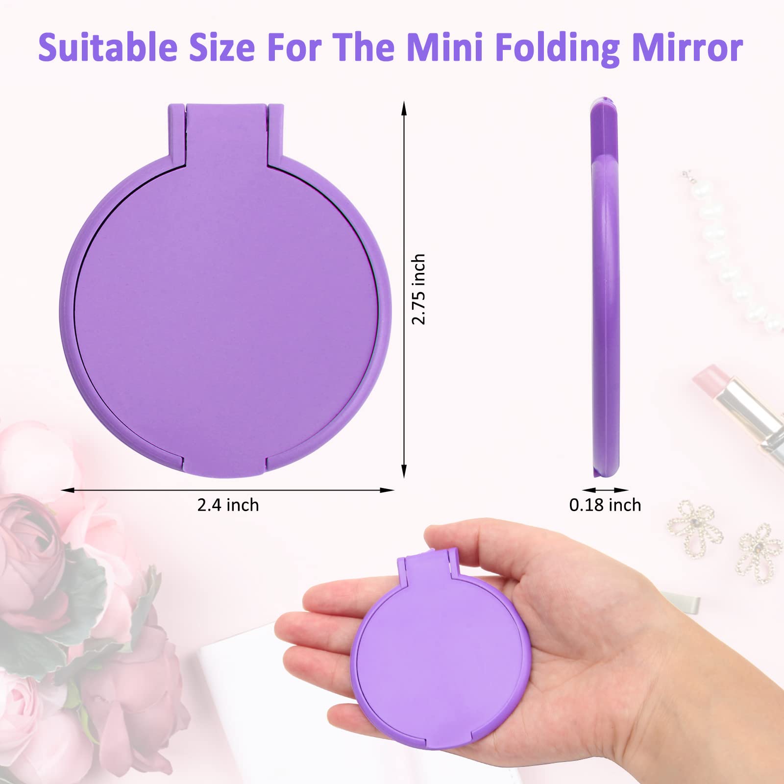 Windspeed 18 Pcs Mini Folding Mirror Round Compact, 2.4 In Small Portable Travel Makeup Mirror Compact Mirror Bulk Round Makeup