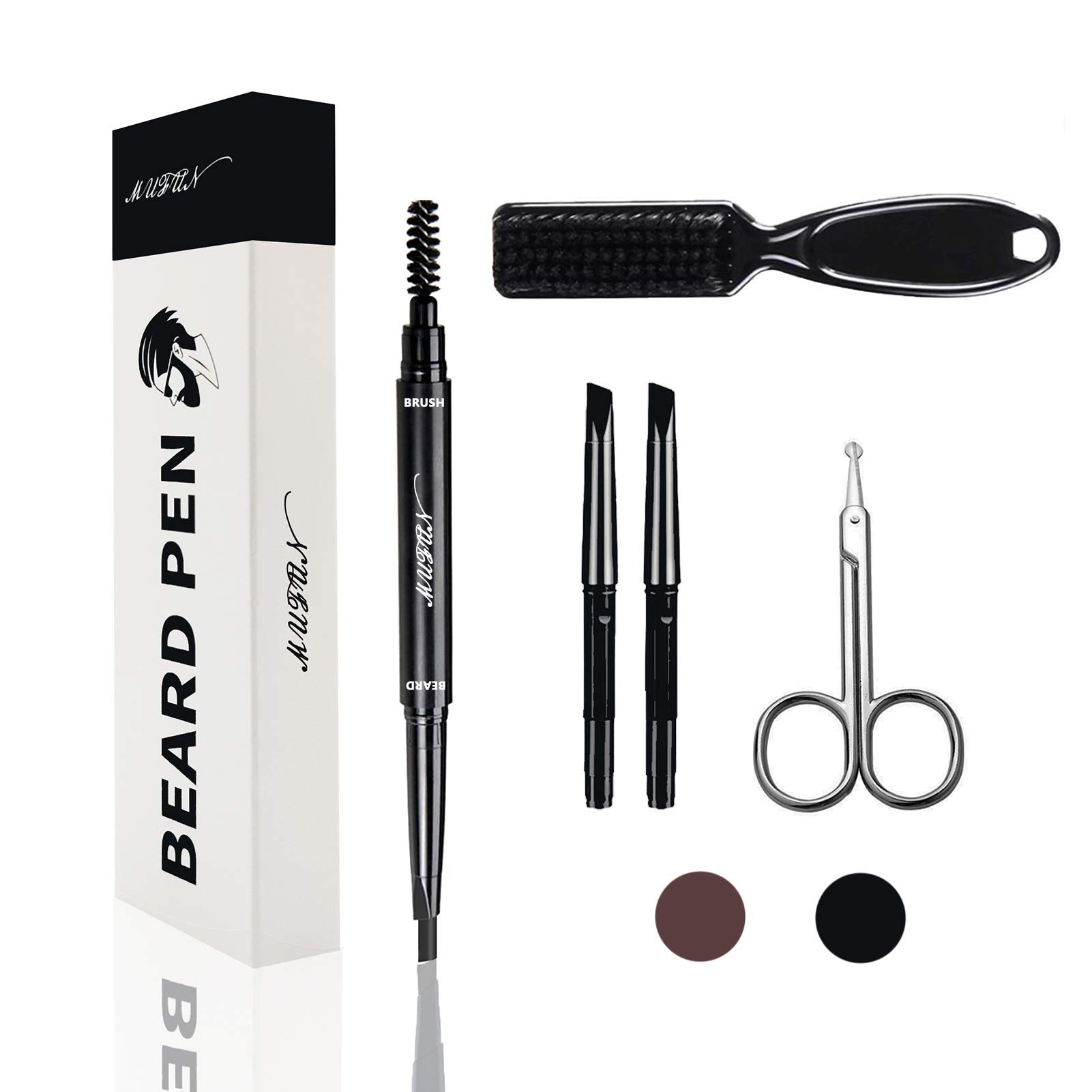 Beard Pencil Filler For Men - Water Resistance, Sweat Proof, Long Lasting & Natural Finish Barber Pencil, Mustache Repair Shape,