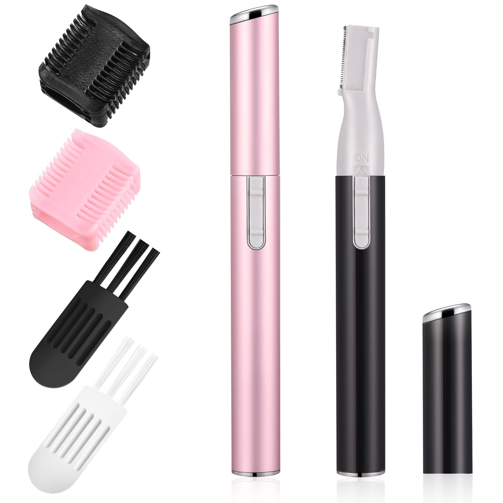2 Pieces Electric Eyebrow Trimmer Women Precision Face Razors Mini Shaver Battery Operated Small Facial Hair Remover with Comb P