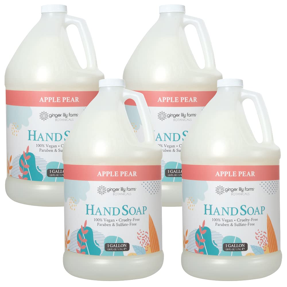 ginger Lily Farms Botanicals All-Purpose Liquid Hand Soap Refill, 100% Vegan & cruelty-Free, Apple Pear Scent, 1 gallon (Pack of