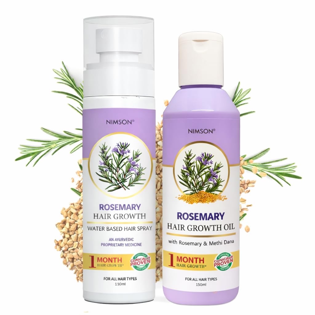 Nimson Rosemary Hair Growth Combo - Hair Oil (150Ml) + Rosemary Water Spray (110Ml) | Boosts Hair Growth, Deep Cleansing & Nouri