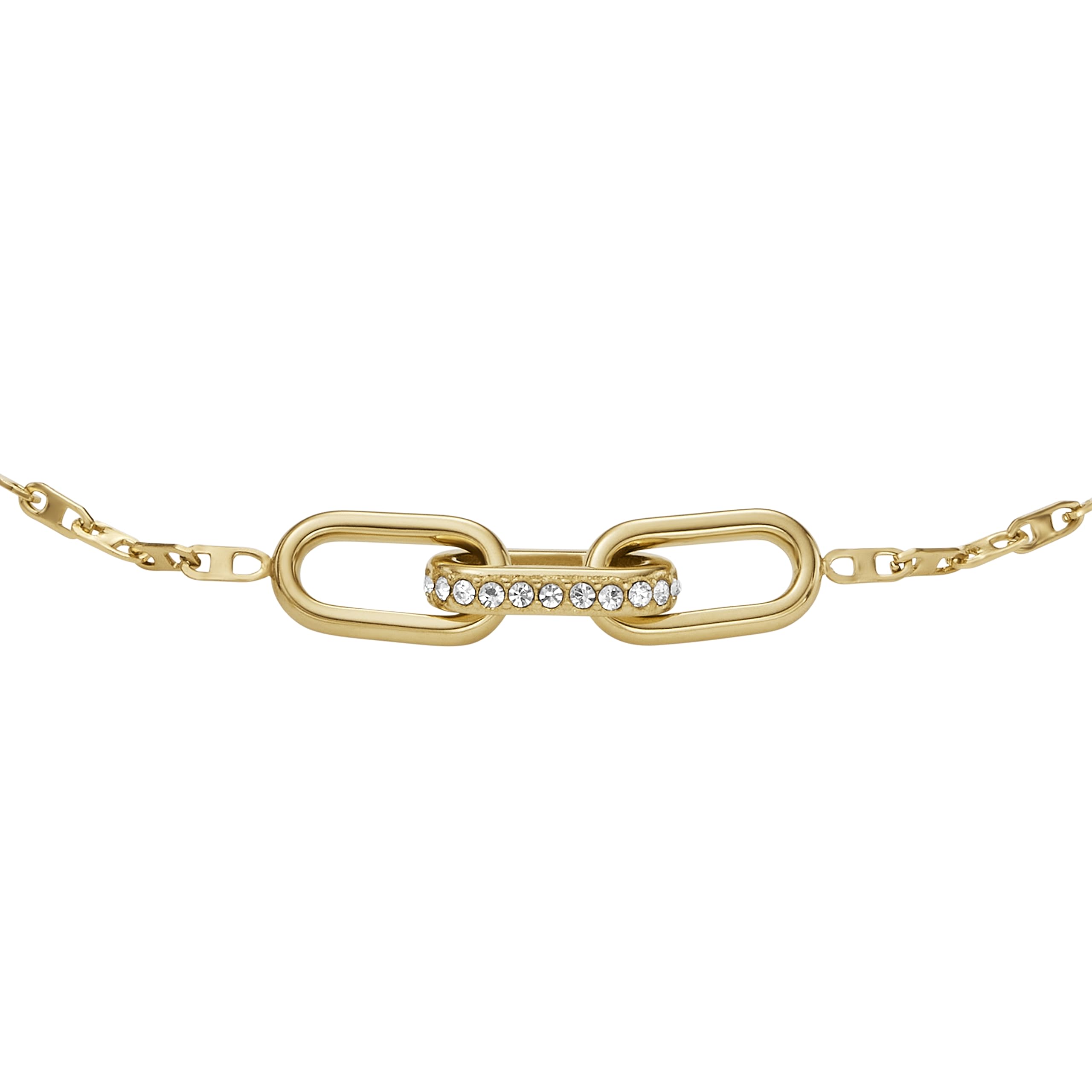 Fossil Women's Stainless Steel Gold-Tone Heritage D-Link Glitz Chain Bracelet, Color: Gold (Model: JF04525710)
