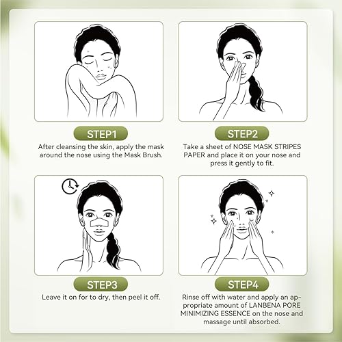 LANBENA Blackhead Nose Strips, 60pcs Deep Cleansing Peel-Off Mask, 1.03 Oz, Ivory