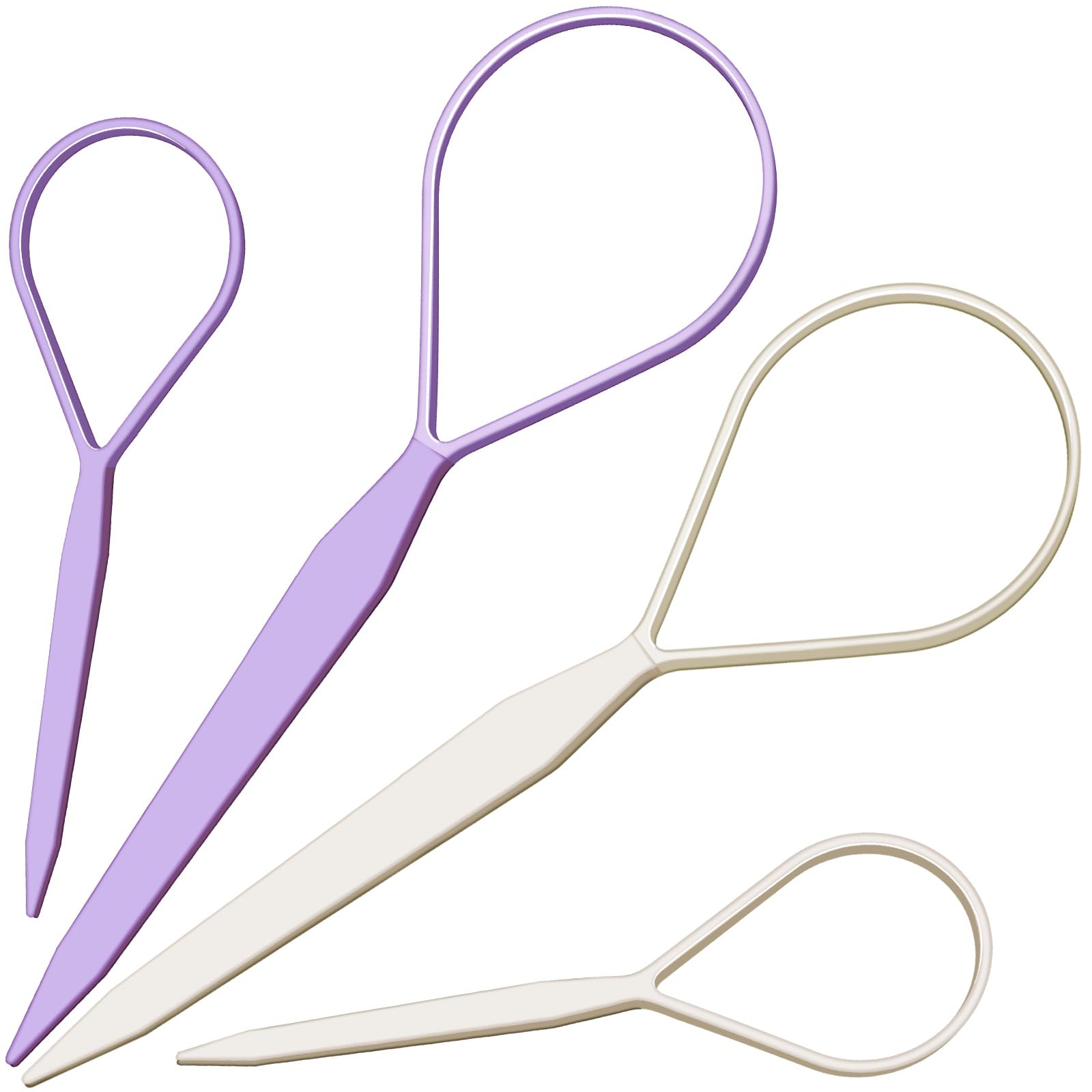 Teenitor 4Pcs Pony Tail Hair Tools, 2 Pairs Hair Loop Styling Tool Ponytail Hair Pull Through Tool French Braiding Hair Tool, Ha
