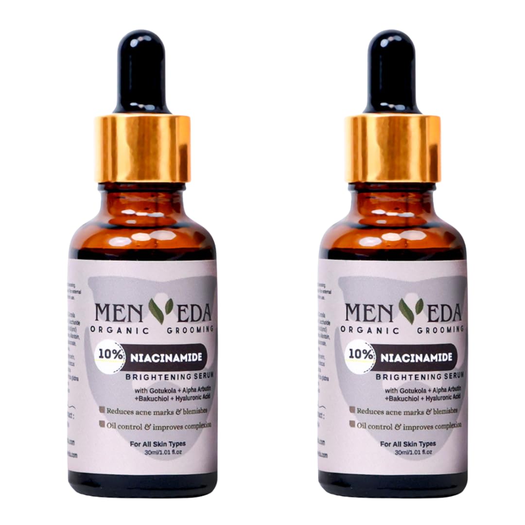 Menveda Niacinamide Face Serum For Men 30Ml (Pack Of 2) | Hydrating & Brightening | 10%Niacinamide & Alpha Arbutin | Fade Dark S