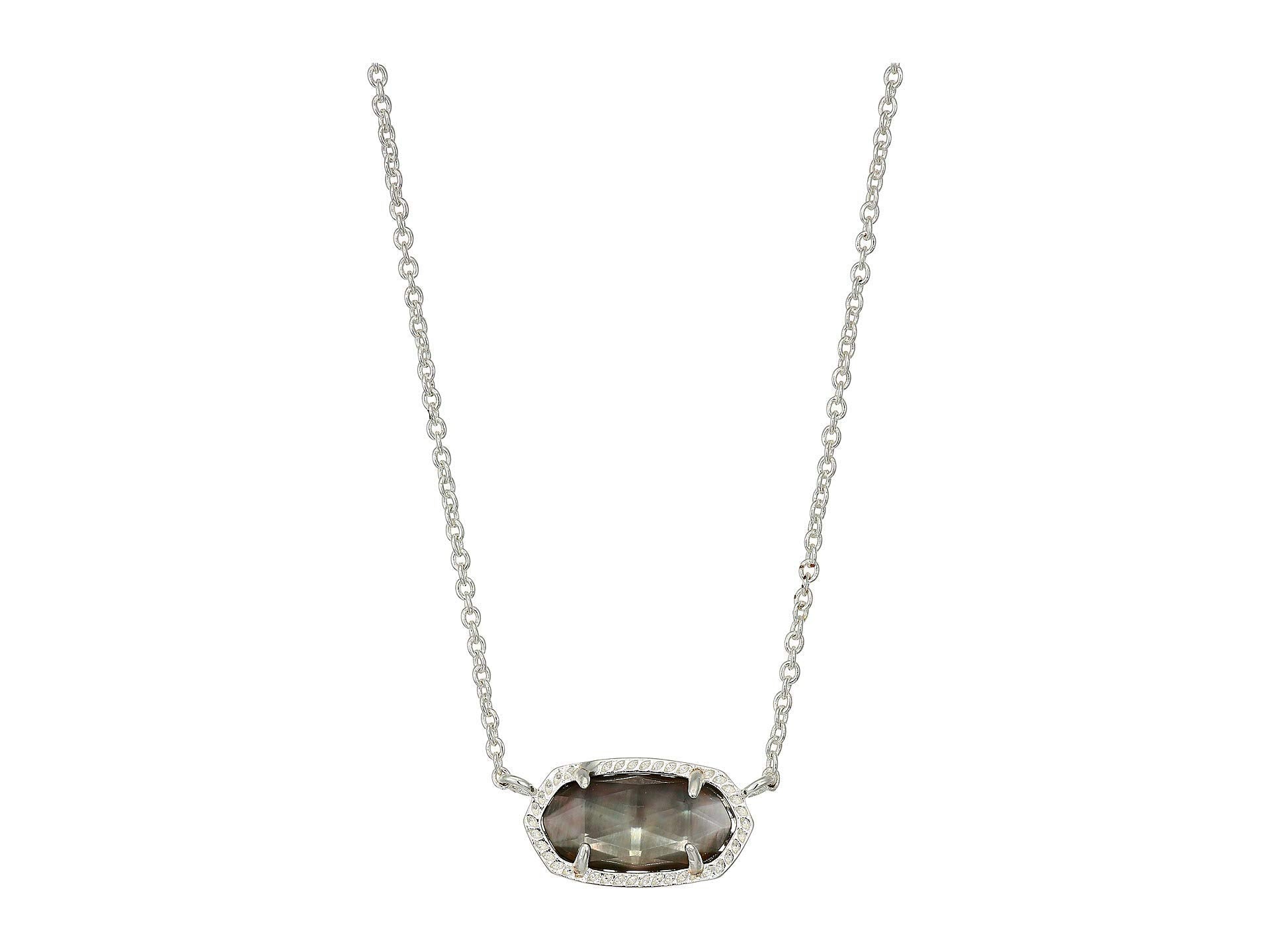 Kendra Scott Elisa Pendant Necklace for Women, Fashion Jewelry, Bright Silver-Plated, Black Mother of Pearl
