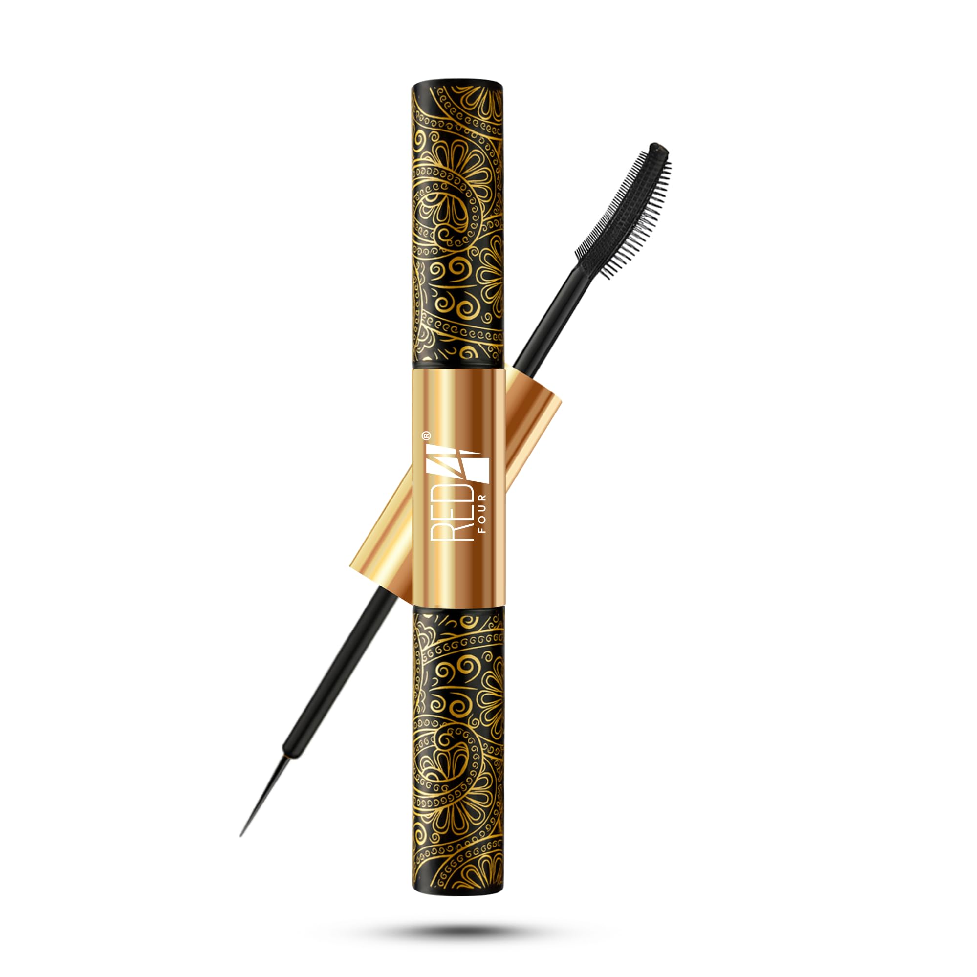 Red 4 Double Effect 2In1 Eyeliner & Mascara | Intense Deep Black | Quick Drying | Long Lasting | Water & Smudge Proof Eyeliner &