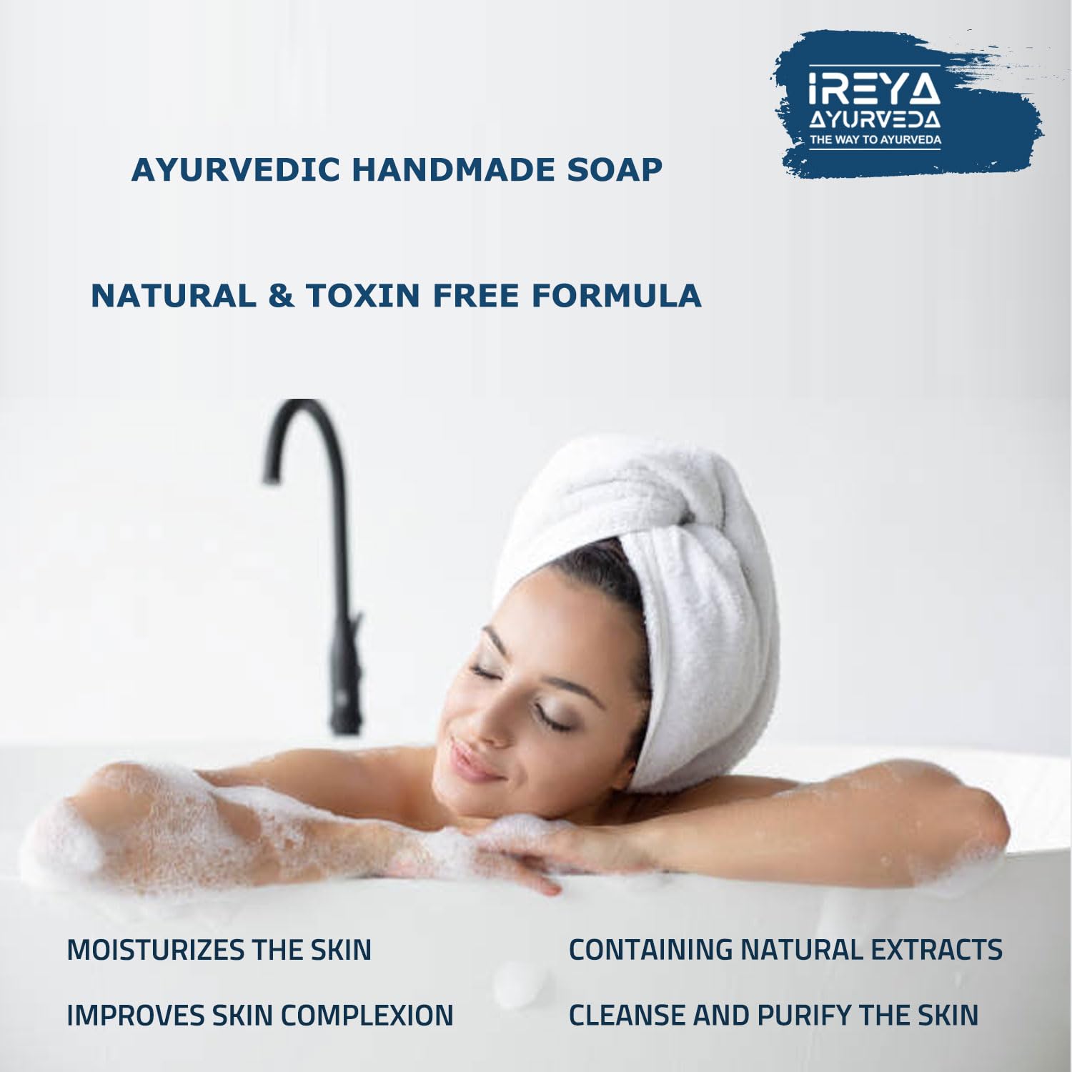 Ireya Ayurveda Goat Milk Soap - With Lavender Shea Butter & Aloe Vera extract 125 g (4.41 oz)| Moisturizing Cleansing | Free fro