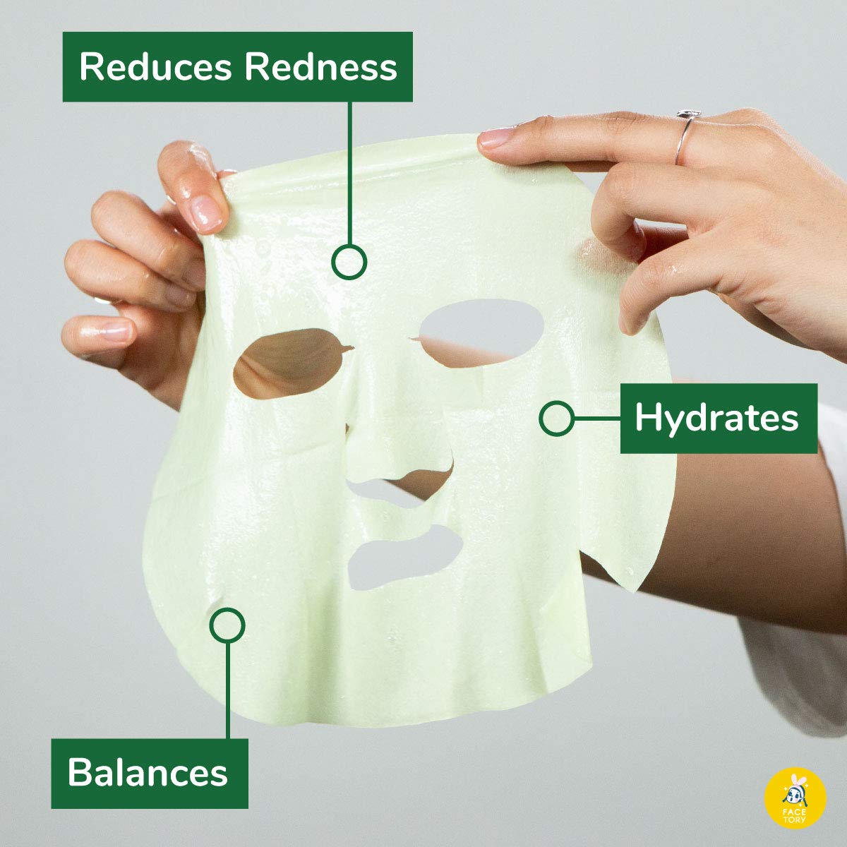 FAcETORY Artemisia Refreshing Relief Sheet Mask with Artemisia Extract - Soft, Form-Fitting Facial Mask, For All Skin Types - So