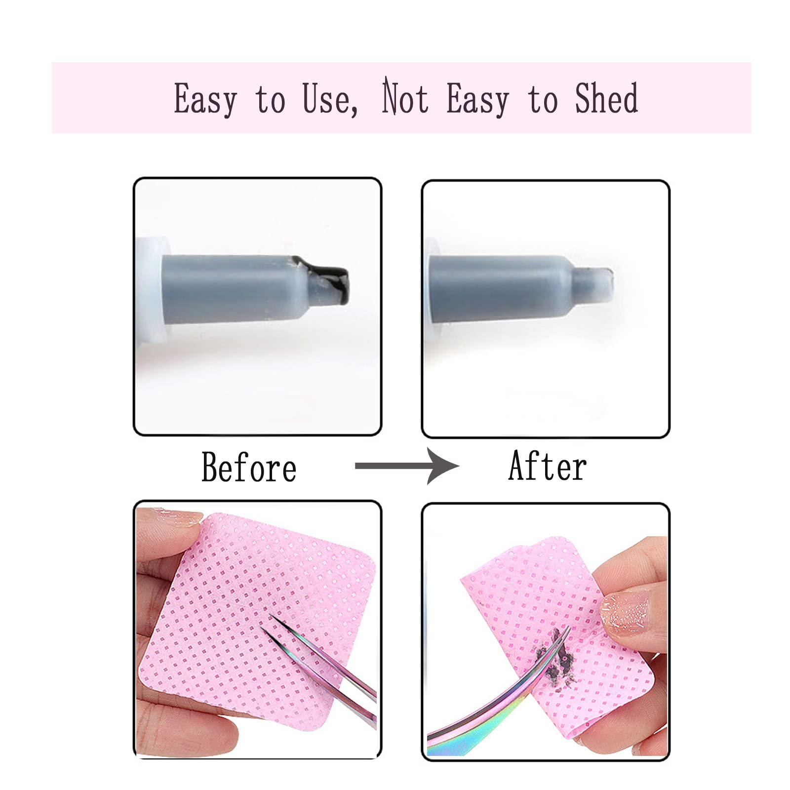 Lint Free Nail Wipes, 1200Pcs Pink Eyelash Extension Glue Cleaning Wipes, Absorbent Soft Non-Woven Fabric Gel Nail Polish Remove