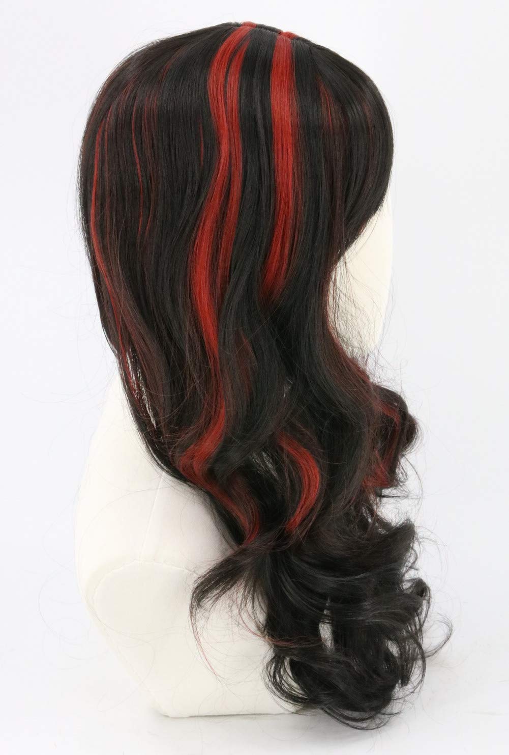 Topcosplay Kids Girls Child Wig Black Mixed Red Long Curly Halloween Outfit Vampire Witch Ghost Wig