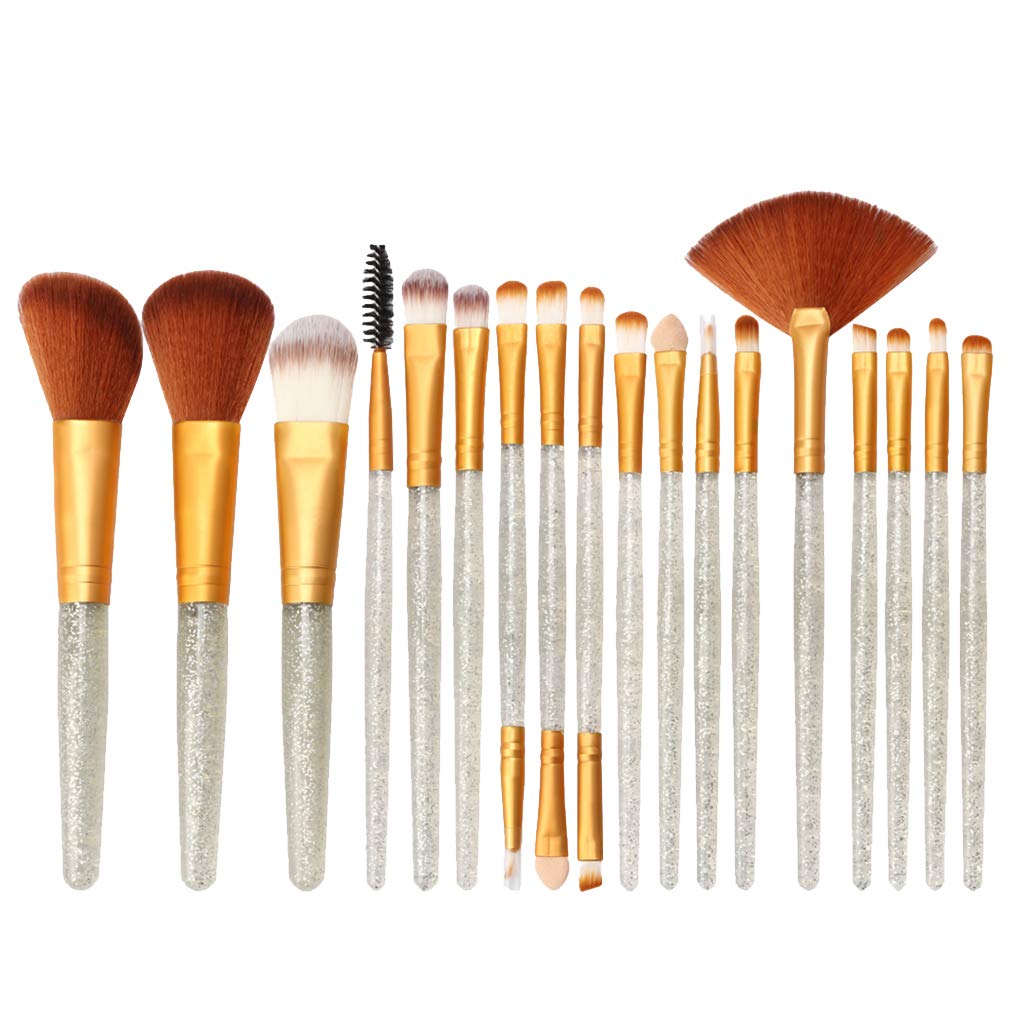 Enakshi 18 Pieces Cosmetic Brushes Set For Foundation Powder Concealer SilverGolden|Health & Beauty | Makeup | Makeup Tools & A