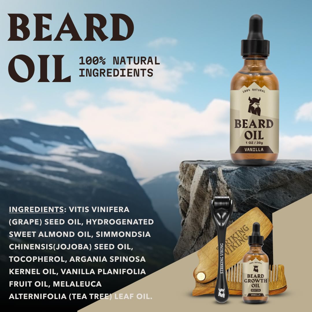 Striking Viking Beard Oil and Balm - Leave in Beard Conditioner - Tames, Styles, Softens, and Moisturizes Beards and Mustache -